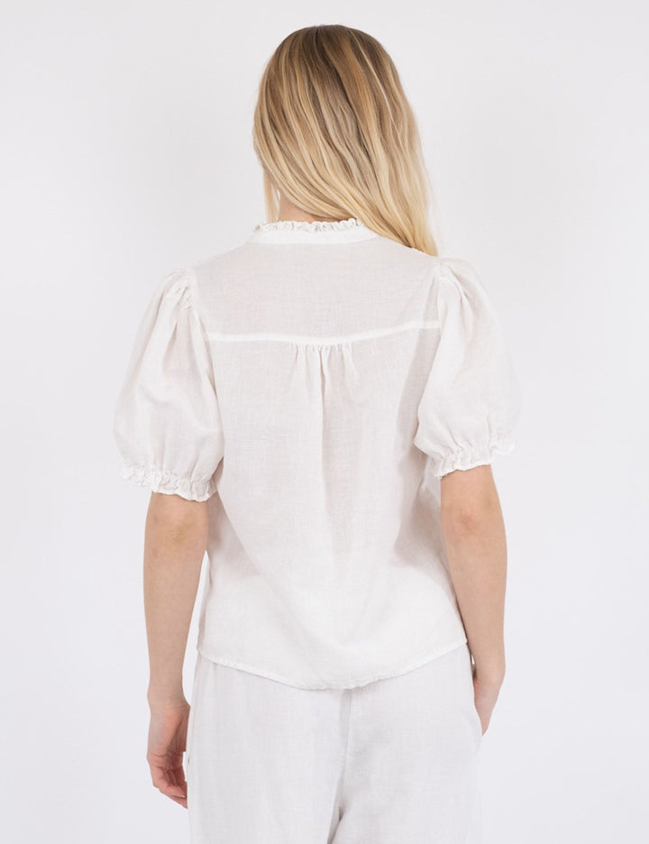 160264 Odesa Linen Blouse_White_Model_1