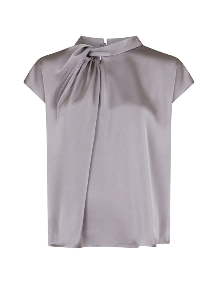 160990 Fleur Drapy Satin Blouse_Grey_Packshot_0