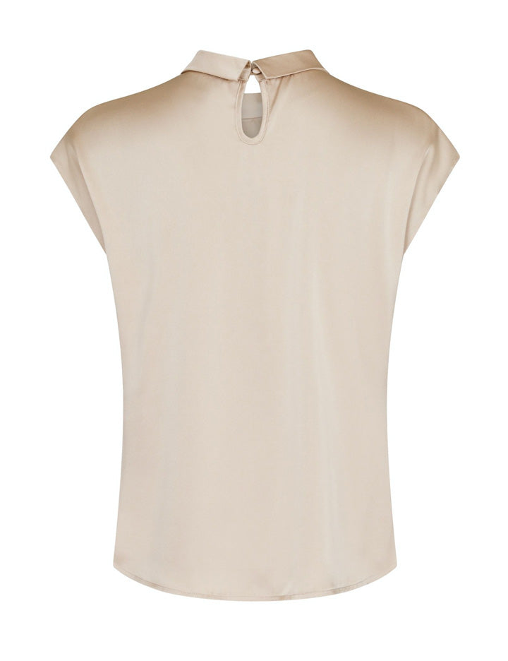 160990 Fleur Drapy Satin Blouse_Dark Sand_Packshot_1
