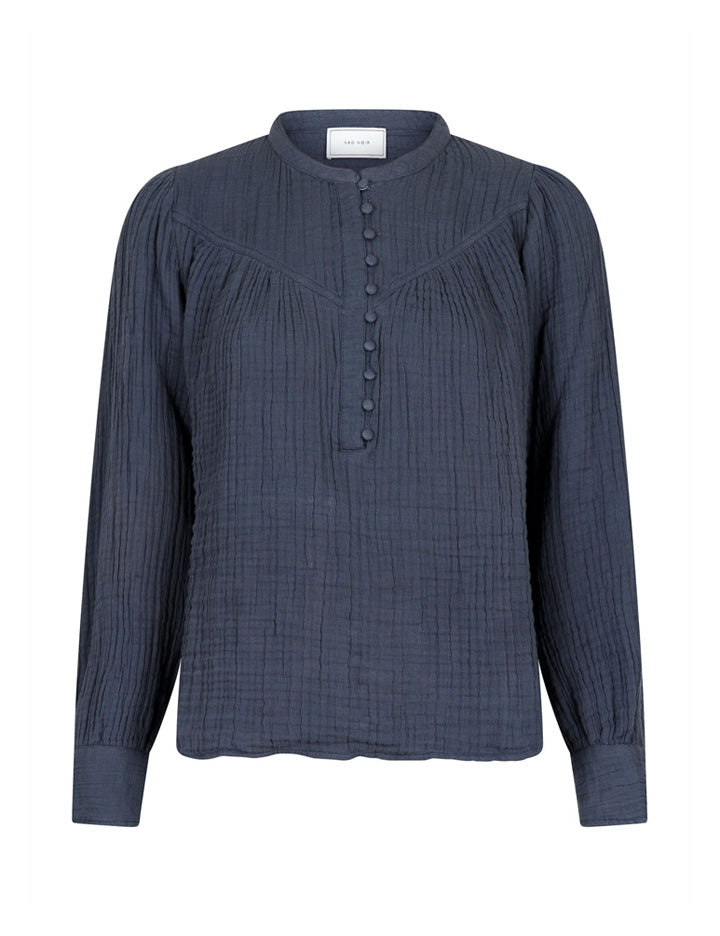 161496 Antia Gauze Blouse_Dark Grey_Packshot_0