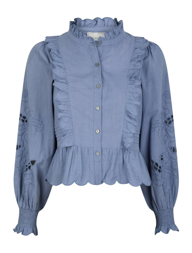 161136 Petrine Embroidery Blouse_Dusty blue_Packshot_0
