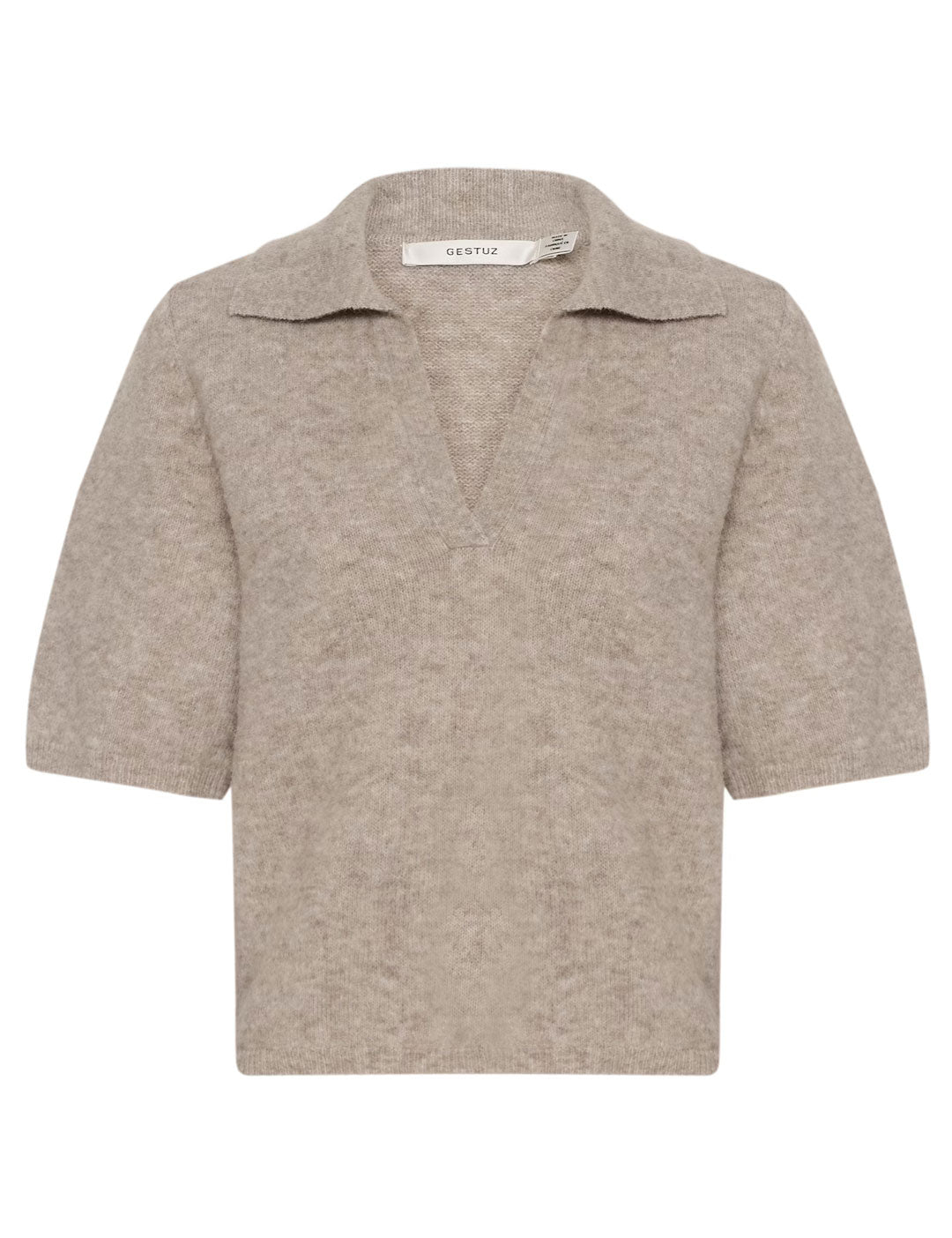 10910035 GZalpha ss polo pullover_Warm Sand Melange_Packshot_0