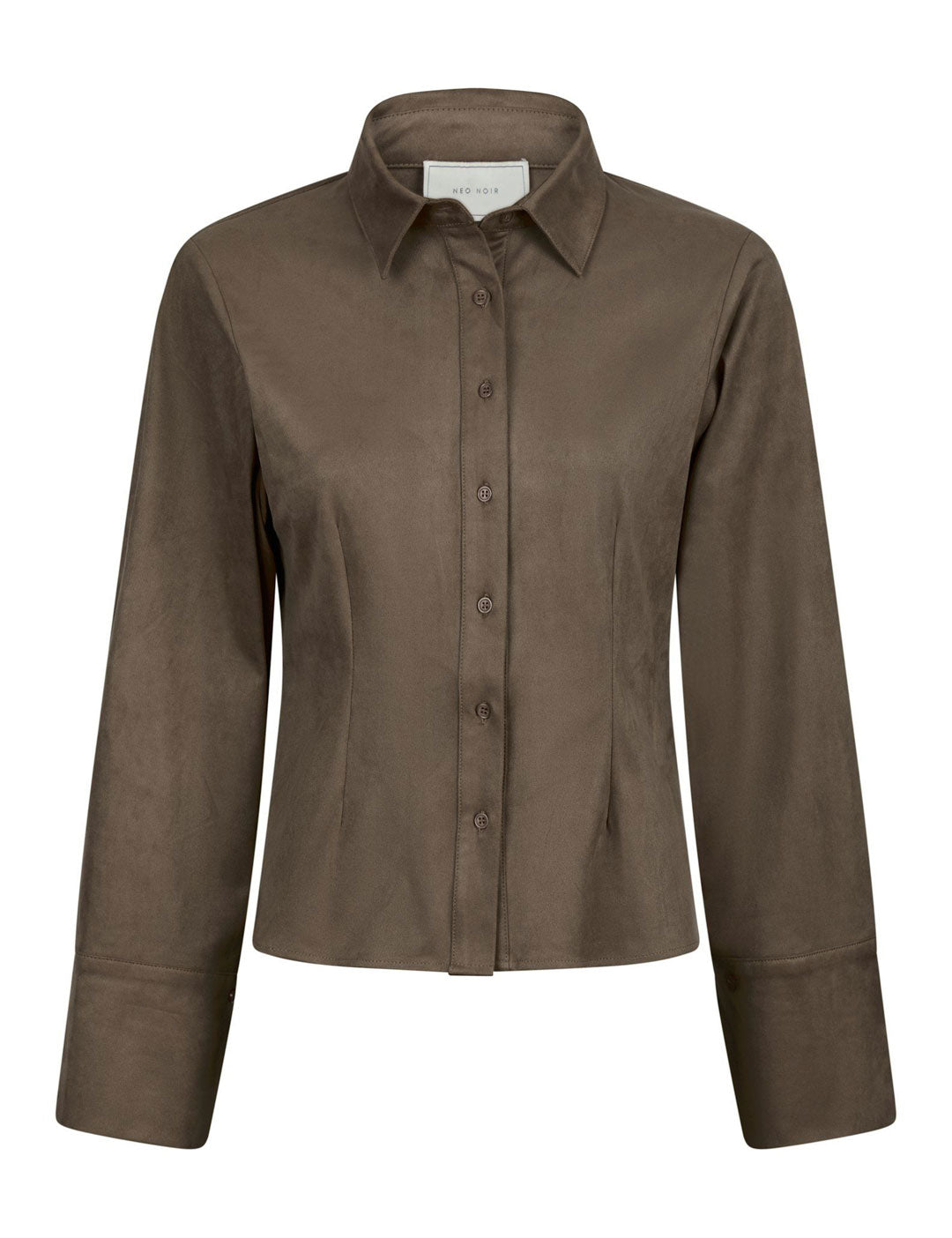 164475 Rosa Faux Suede Shirt_Dark brown_Packshot_0