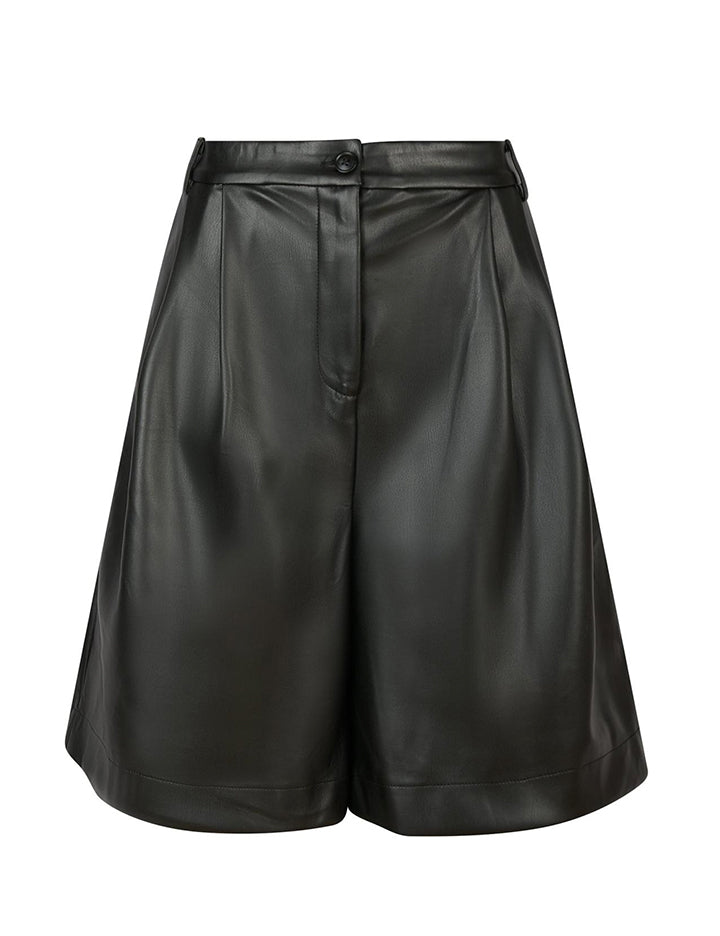 164147 Nika Bermuda PU Shorts_Black_Packshot_0