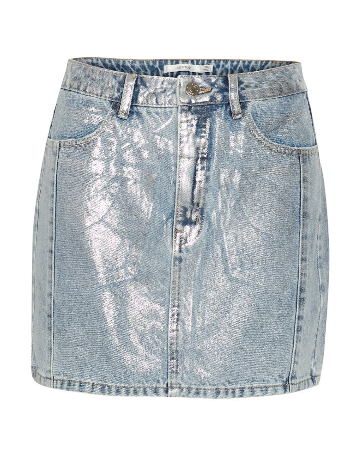 10909681 CoatyGZ short skirt_Coated silver blue wash_Packshot_0