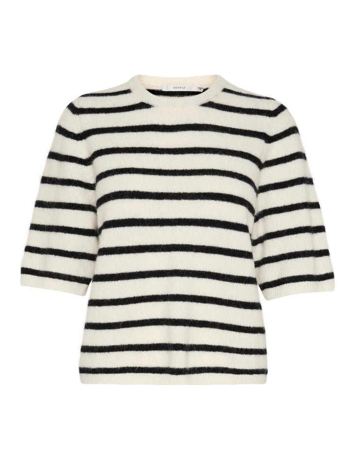 10909814 AlphaGZ ss tee striped NOOS_Ivory black striped_Packshot_0