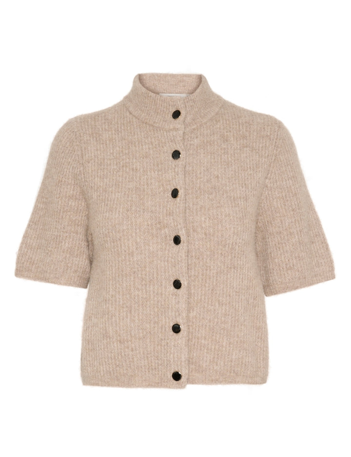 10909816 AlphaGZ ss short cardigan NOOS_Warm Sand Melange_Packshot_0