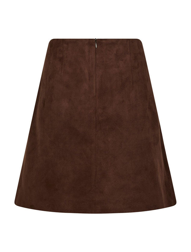 165112 Hemie Imitated Suede Skirt_Brown_Packshot_1