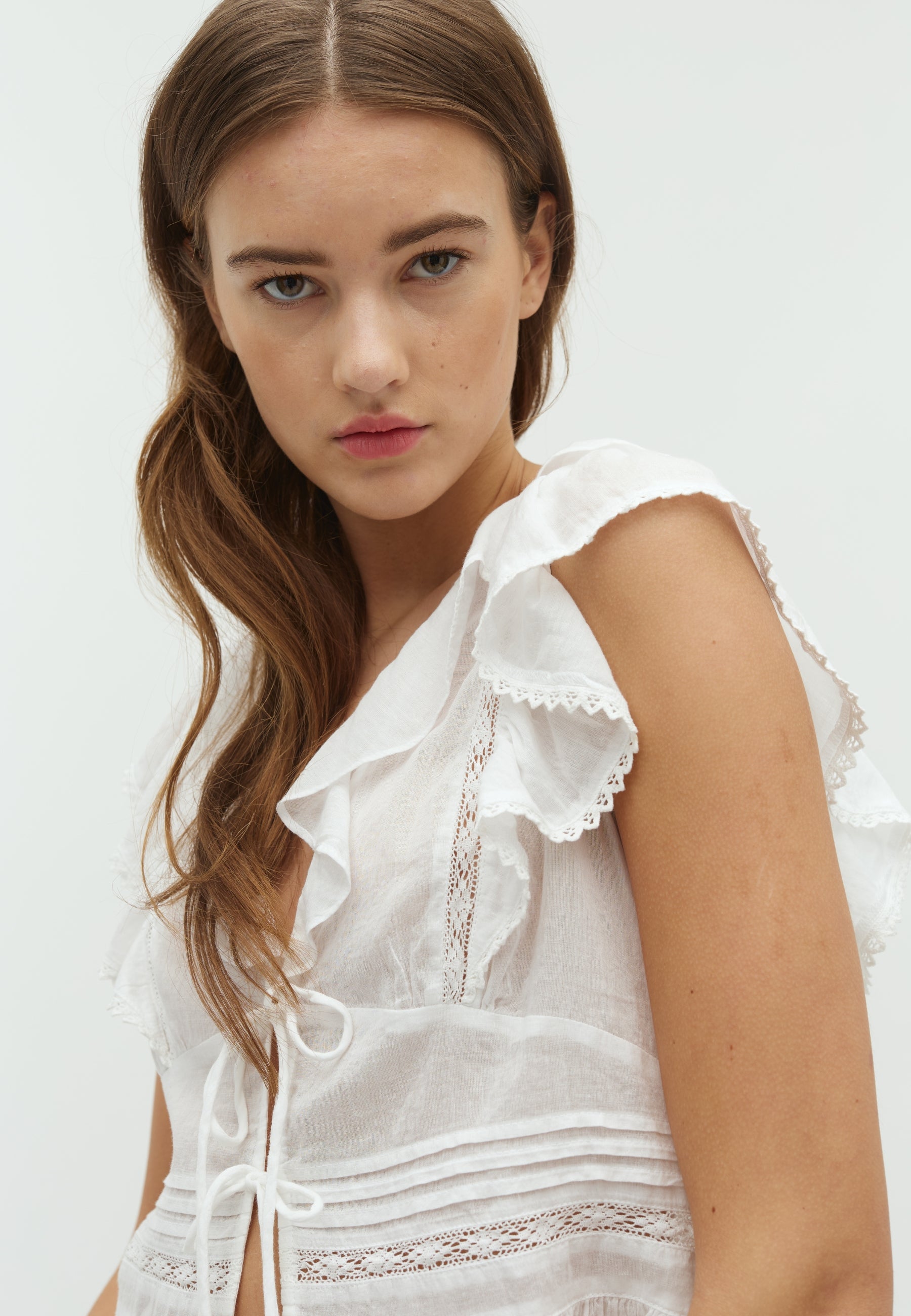 166234 Petali S Voile Top_White_Model_1