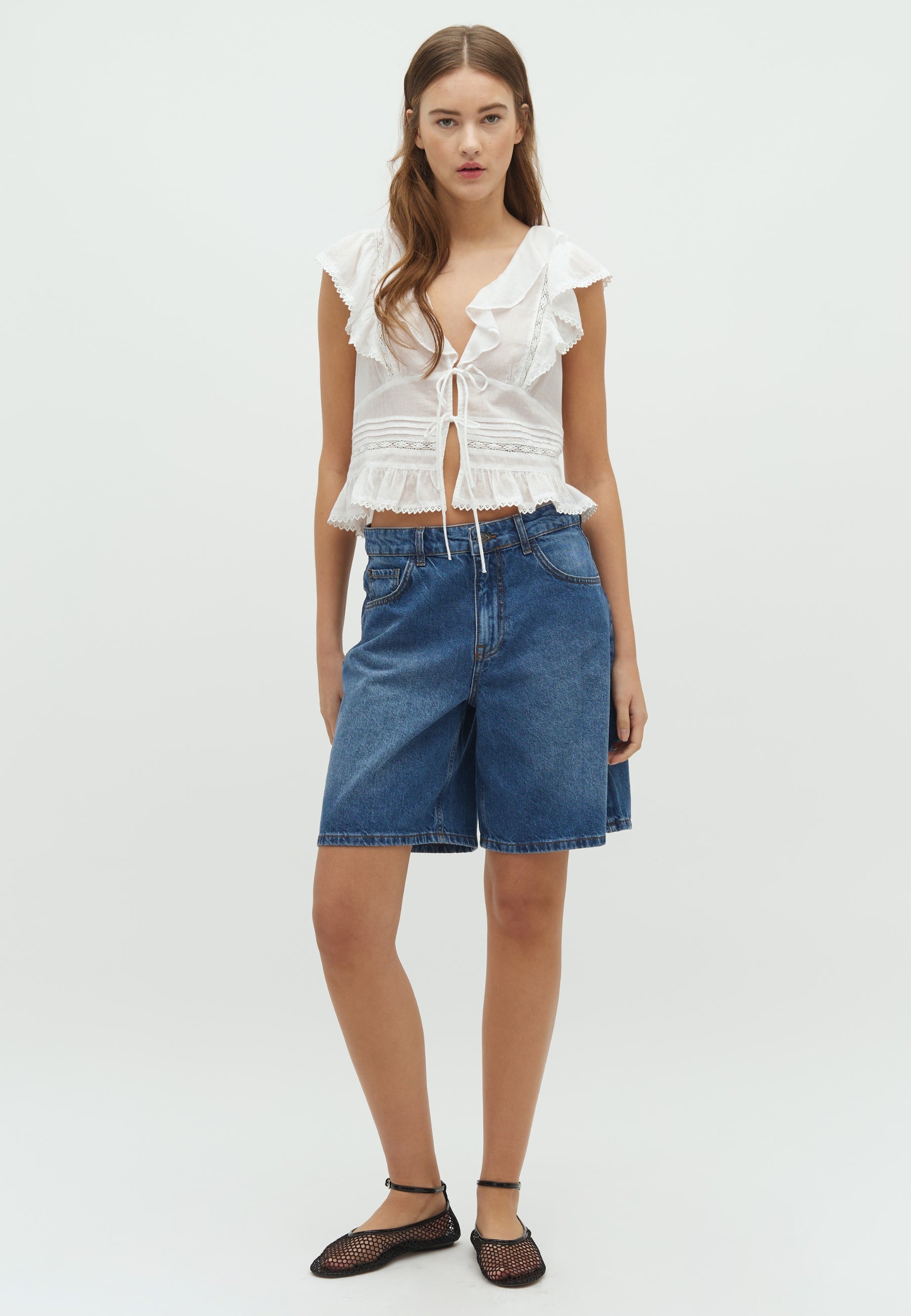 166234 Petali S Voile Top_White_Model_2