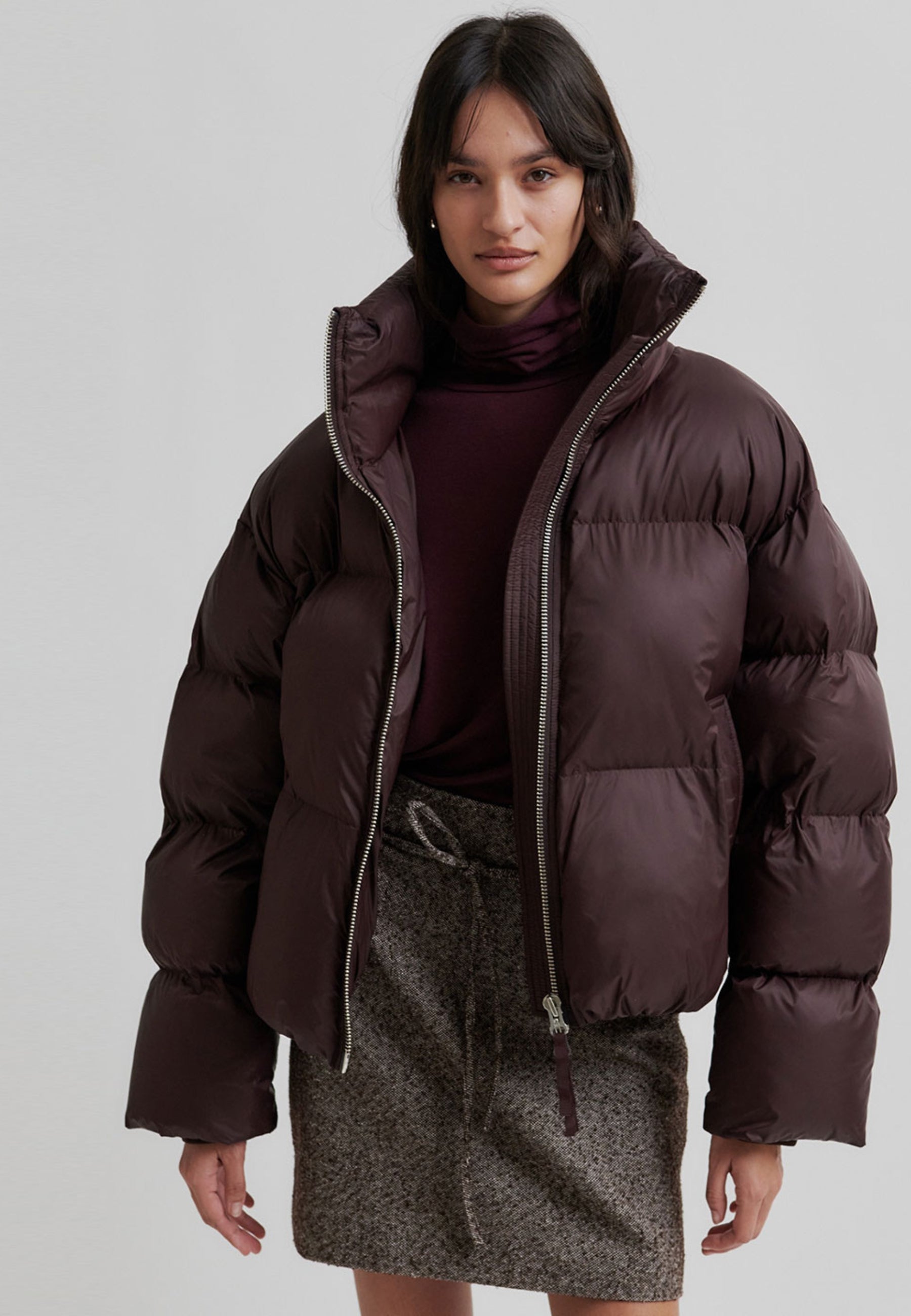 59951 Riya Puffer Jacket_Chocolate Plum_Model_2