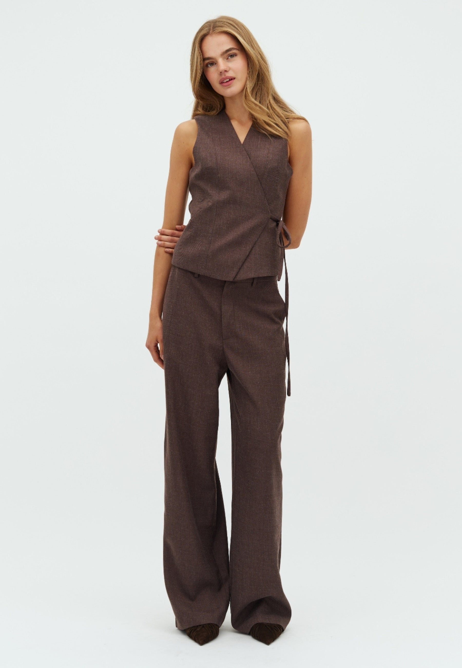 167177 Ammett Melange Pants_Brown Melange_Model_0