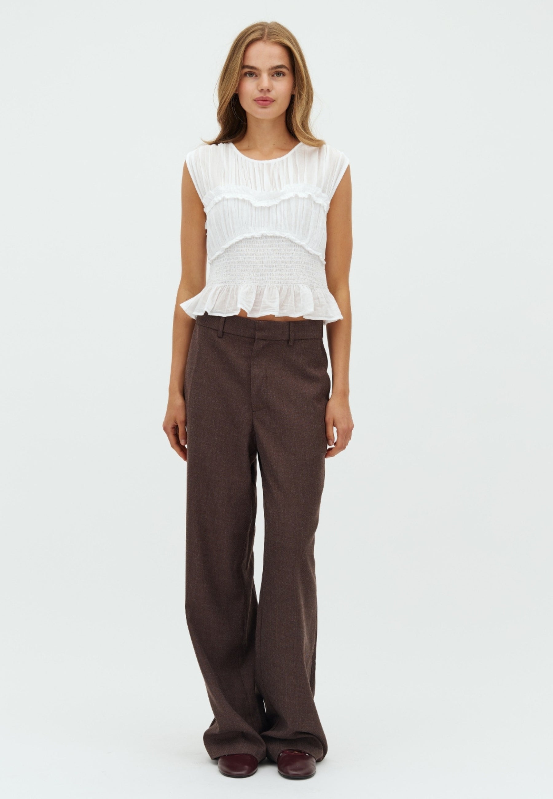 167177 Ammett Melange Pants_Brown Melange_Model_1