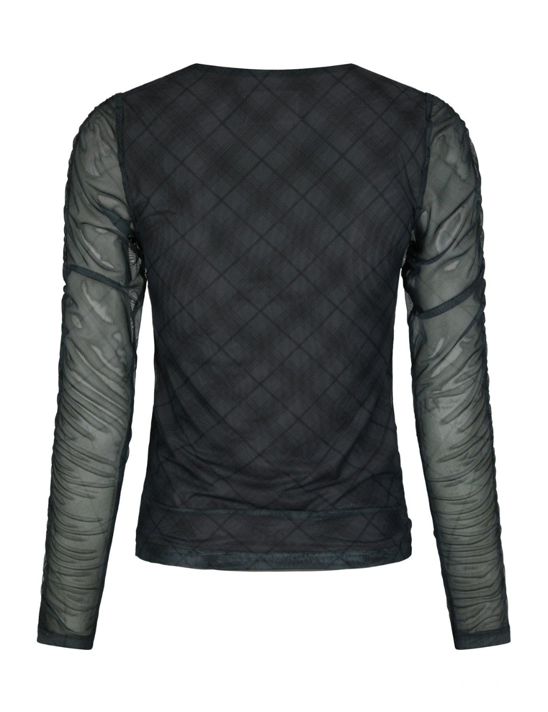 167294 Bea Check Mesh Blouse_Dark Grey_Packshot_1
