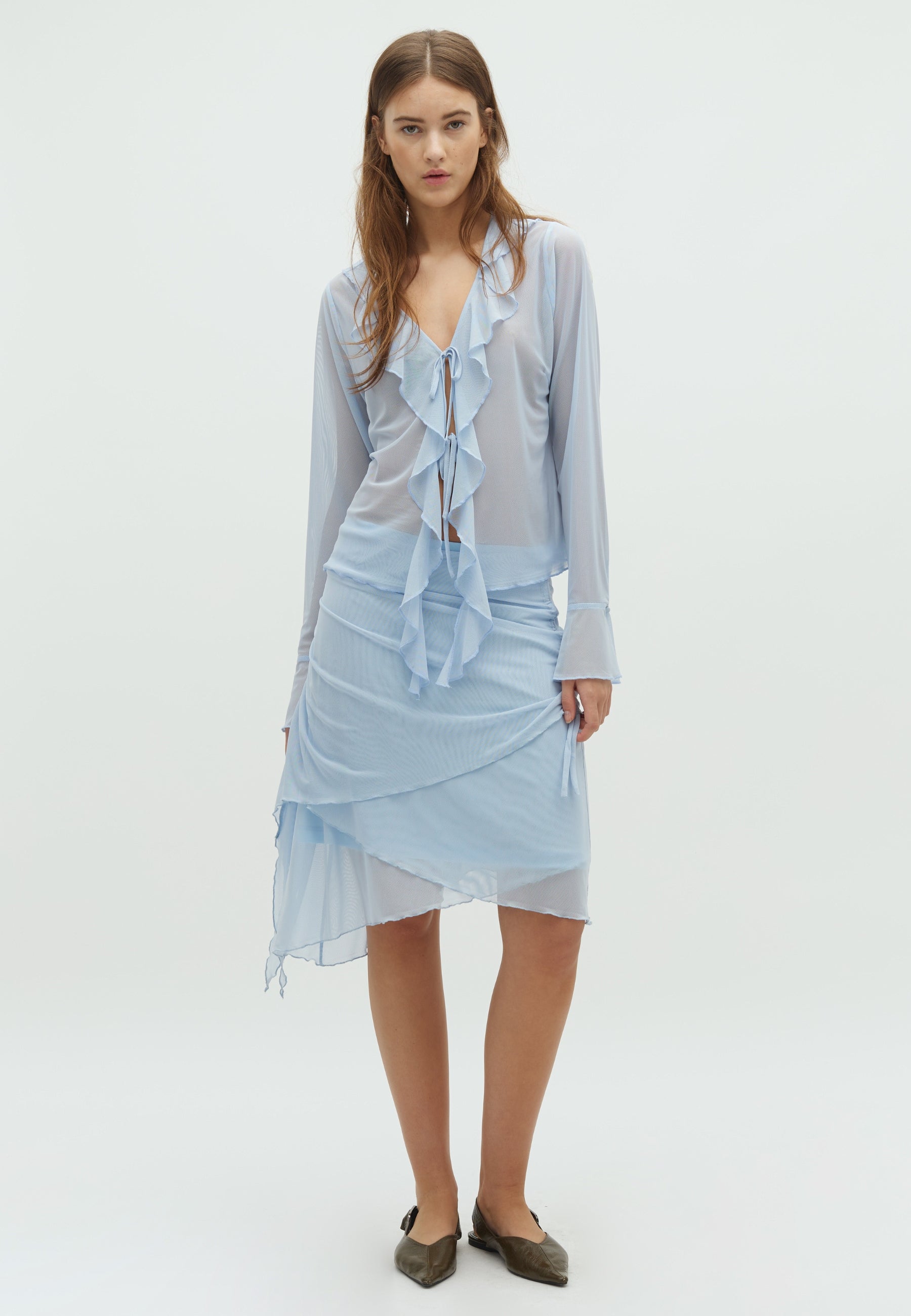 166230 Laffron Asymmetric Mesh Skirt_Light Blue_Model_0