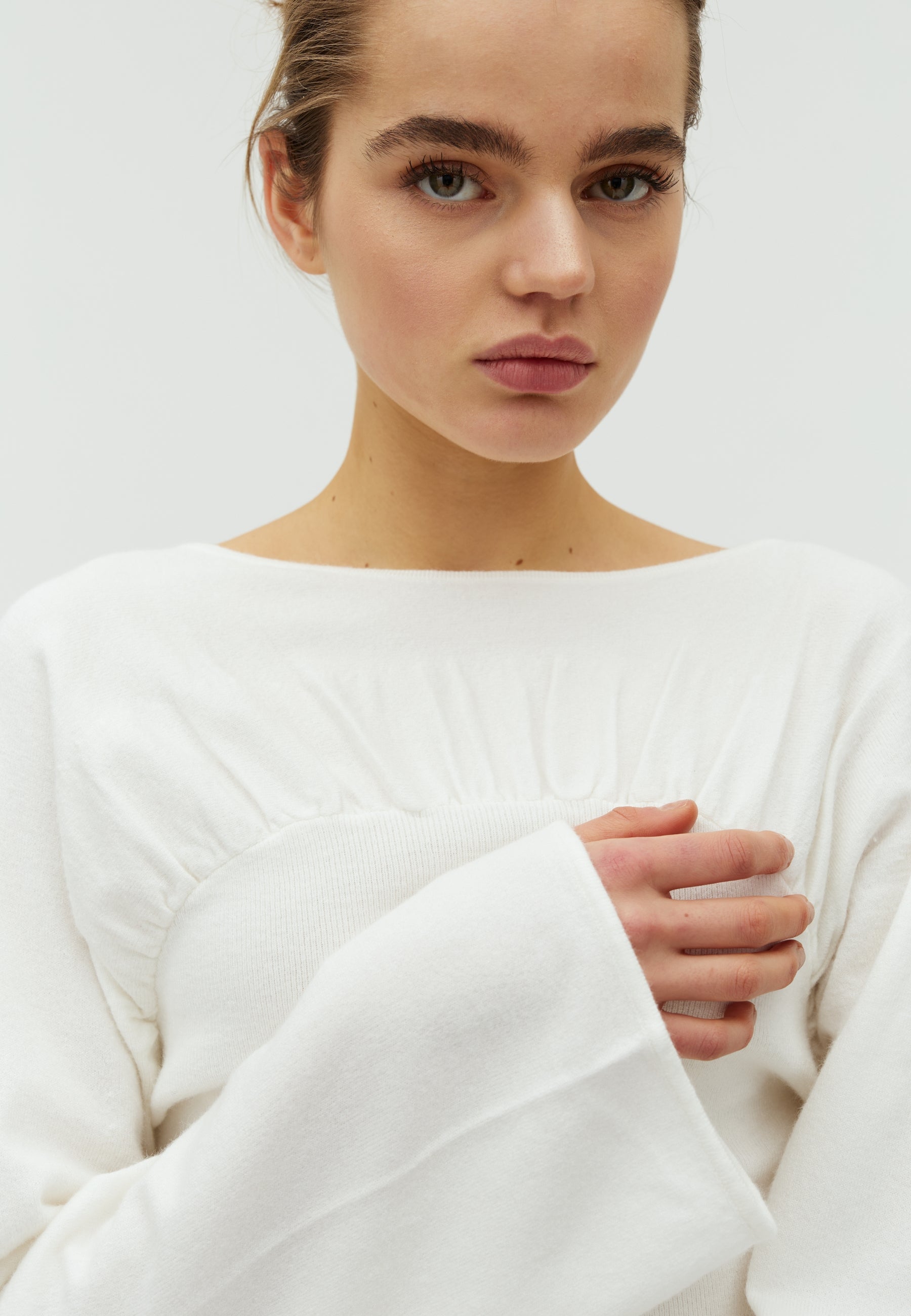 168651 Laiba Knit Blouse_Off White_Model_1