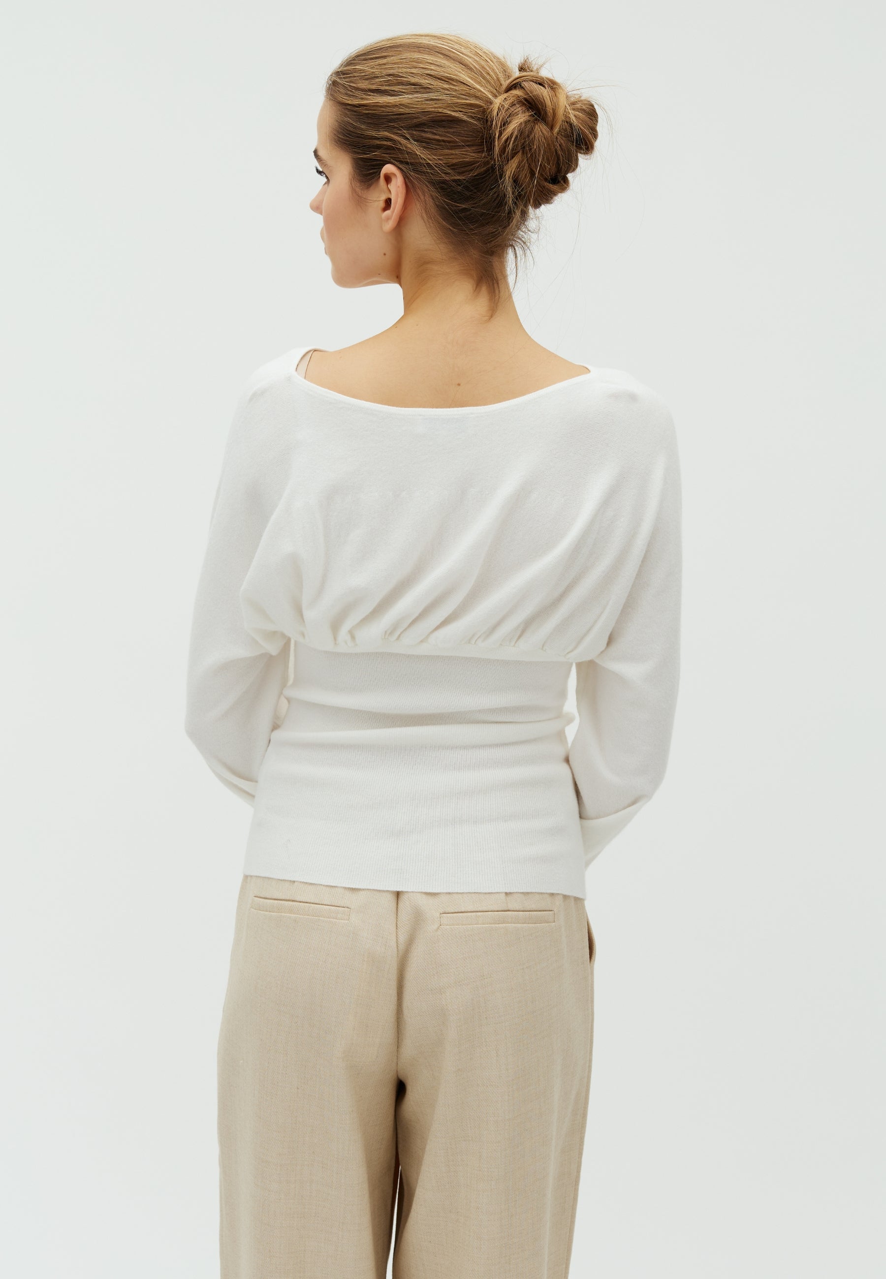 168651 Laiba Knit Blouse_Off White_Model_2