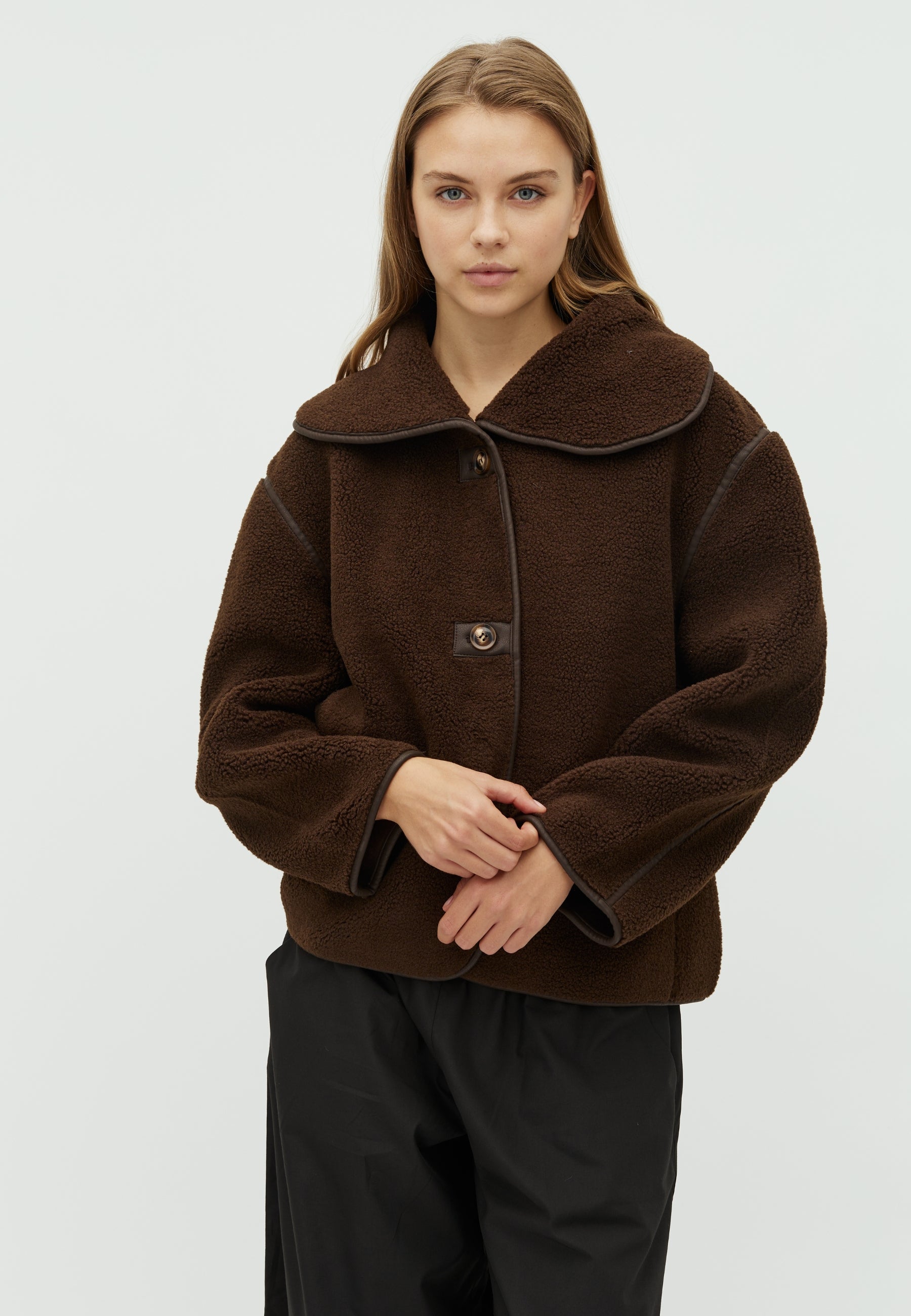 166397 Admund Teddy Jacket_Dark brown_Model_0