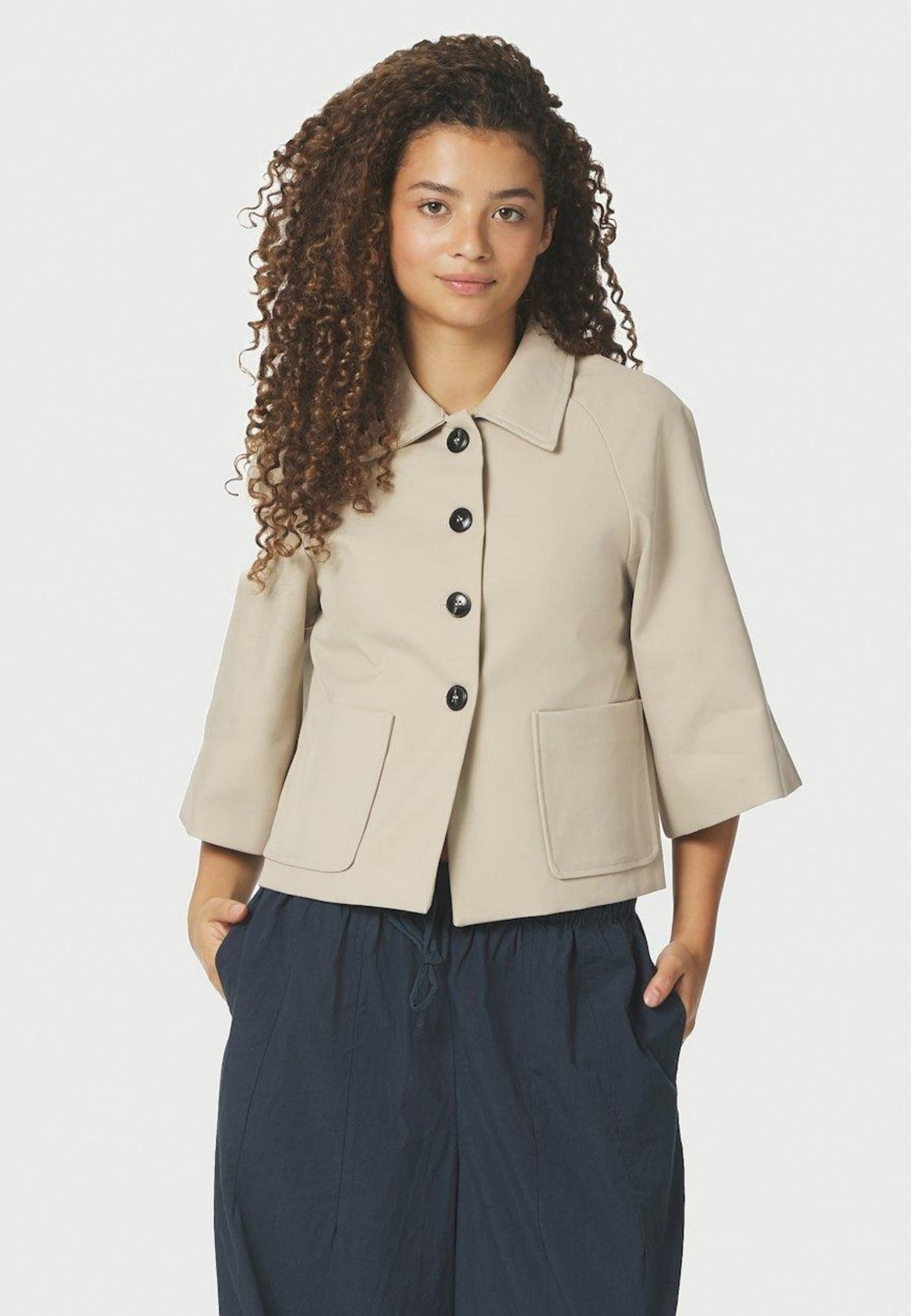 168093 Rosemma Trench Mini Jacket_Beige_Model_0