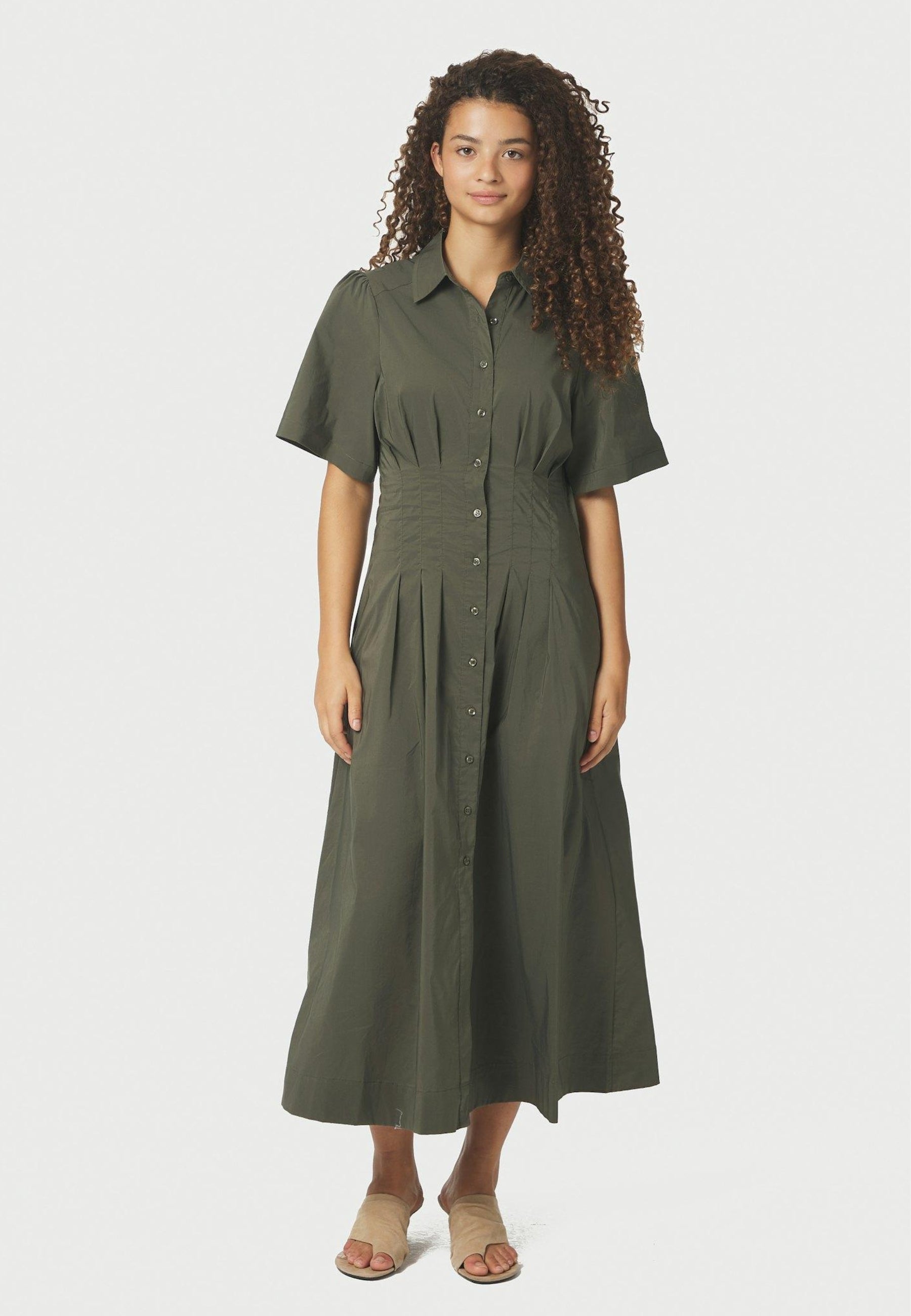 165343 Baia Poplin Dress_Army_Model_0