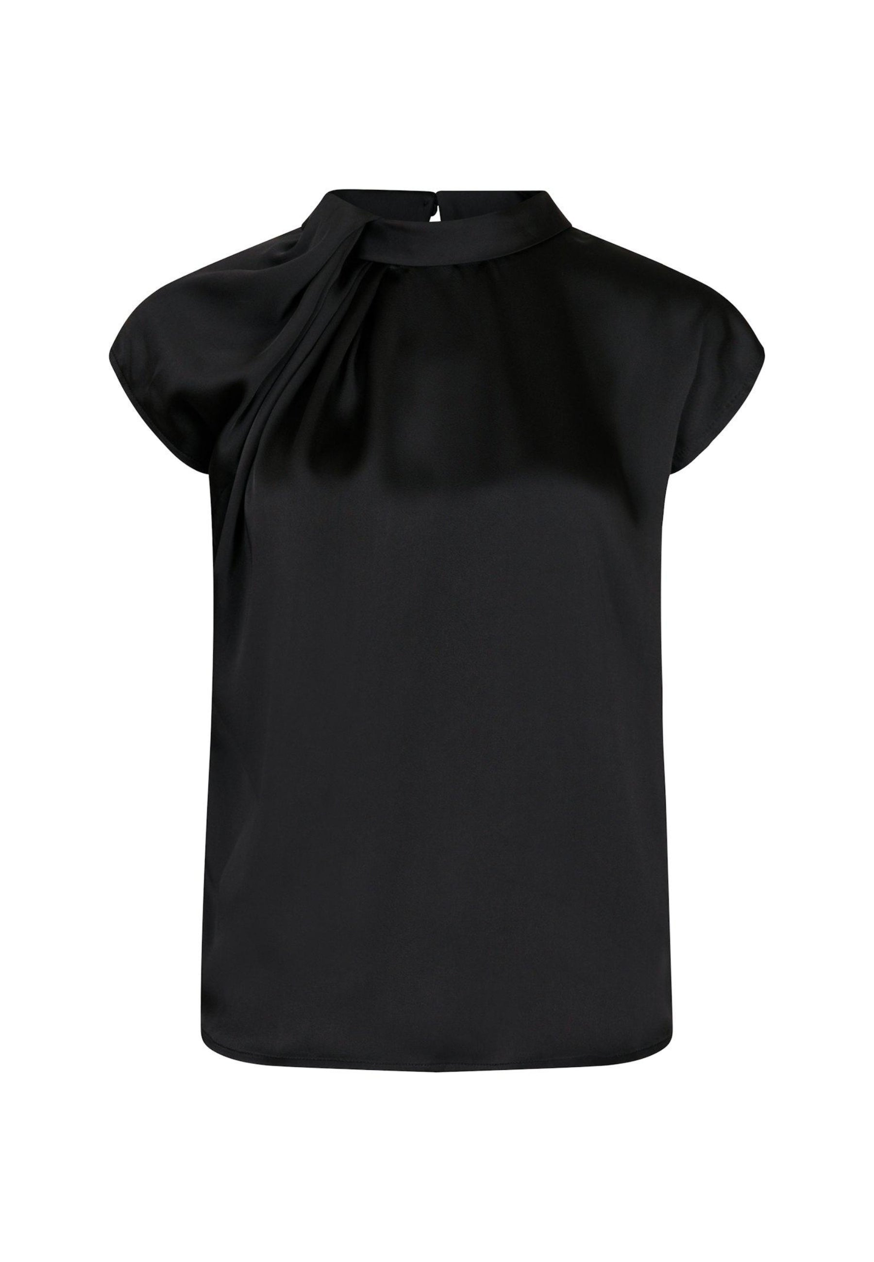 160990 Fleur Drapy Satin Blouse_Black_Packshot_0