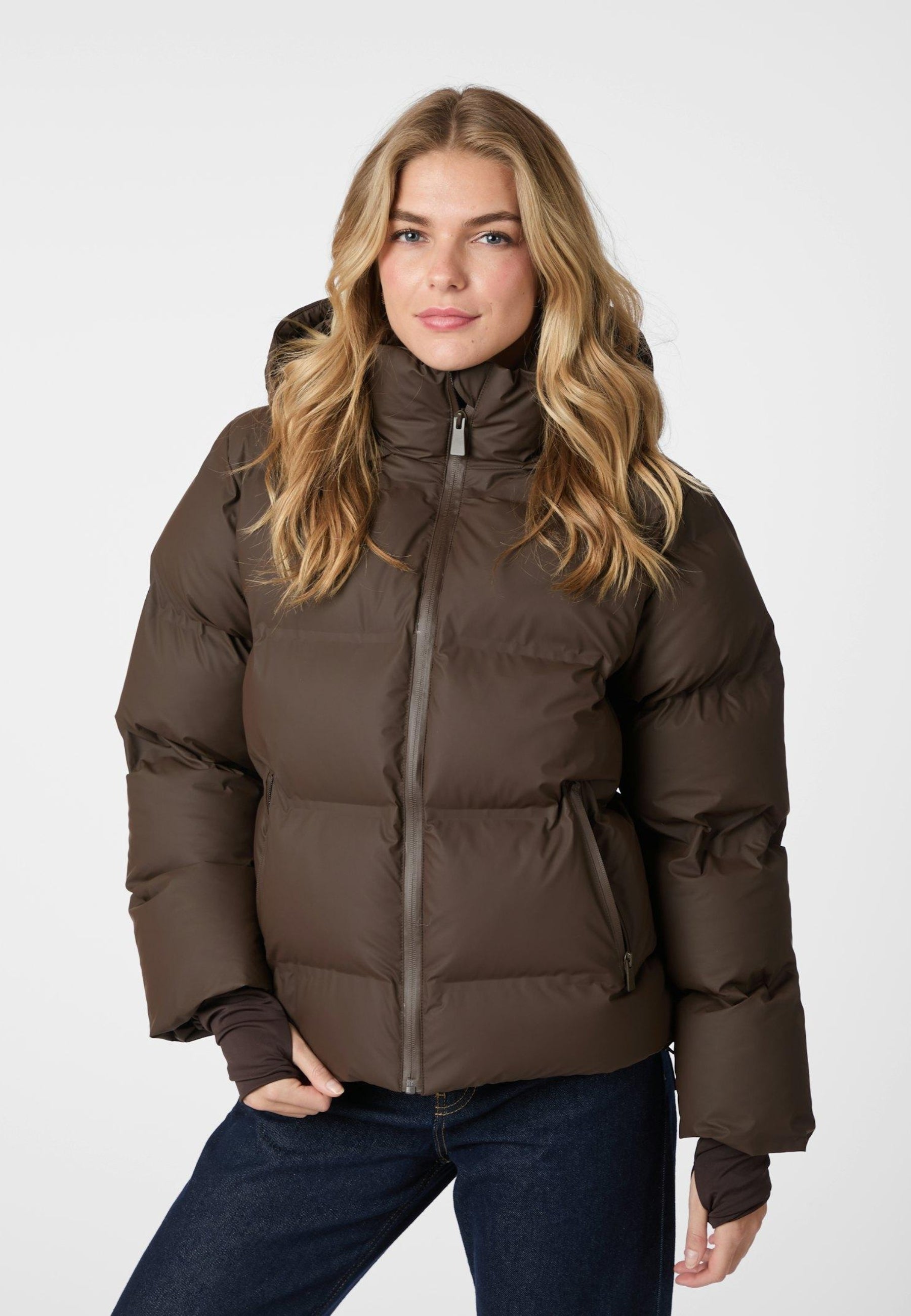 158082 Fox C Puffer Jacket_Dark brown_Model_1