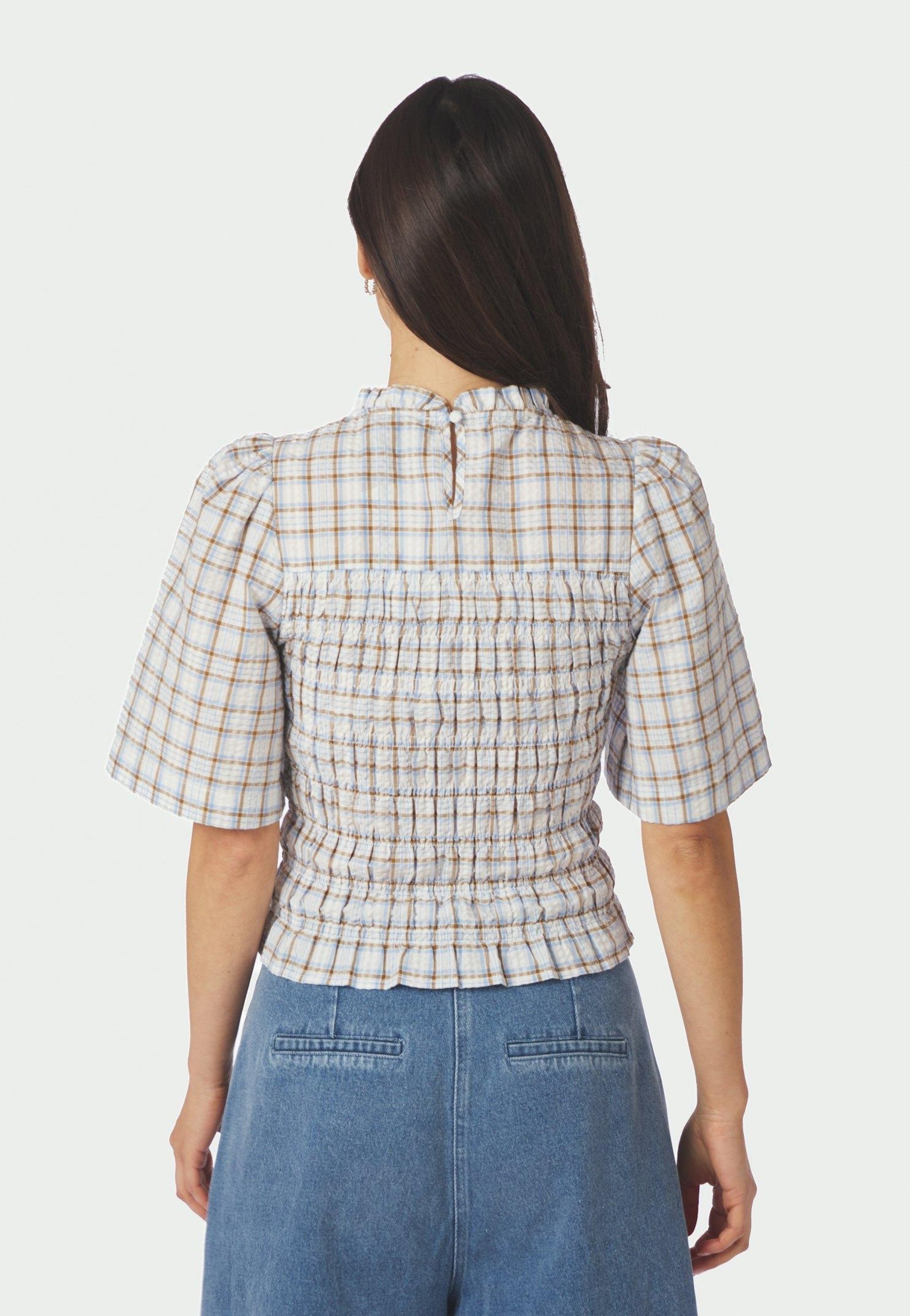 169142 Possini Mega Check Blouse_Light Blue_Model_3