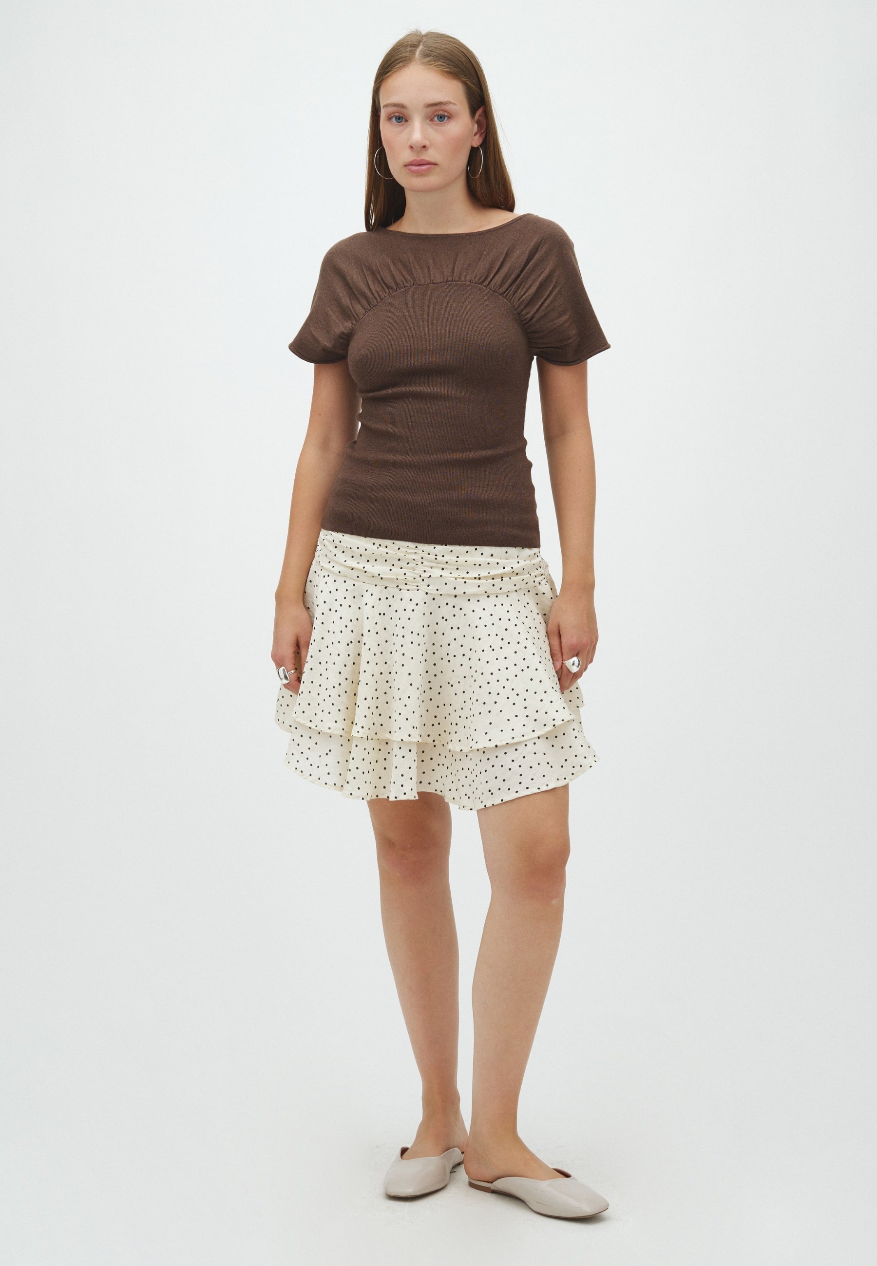 167346 Manthea Knit Top_Brown Melange_Model_2