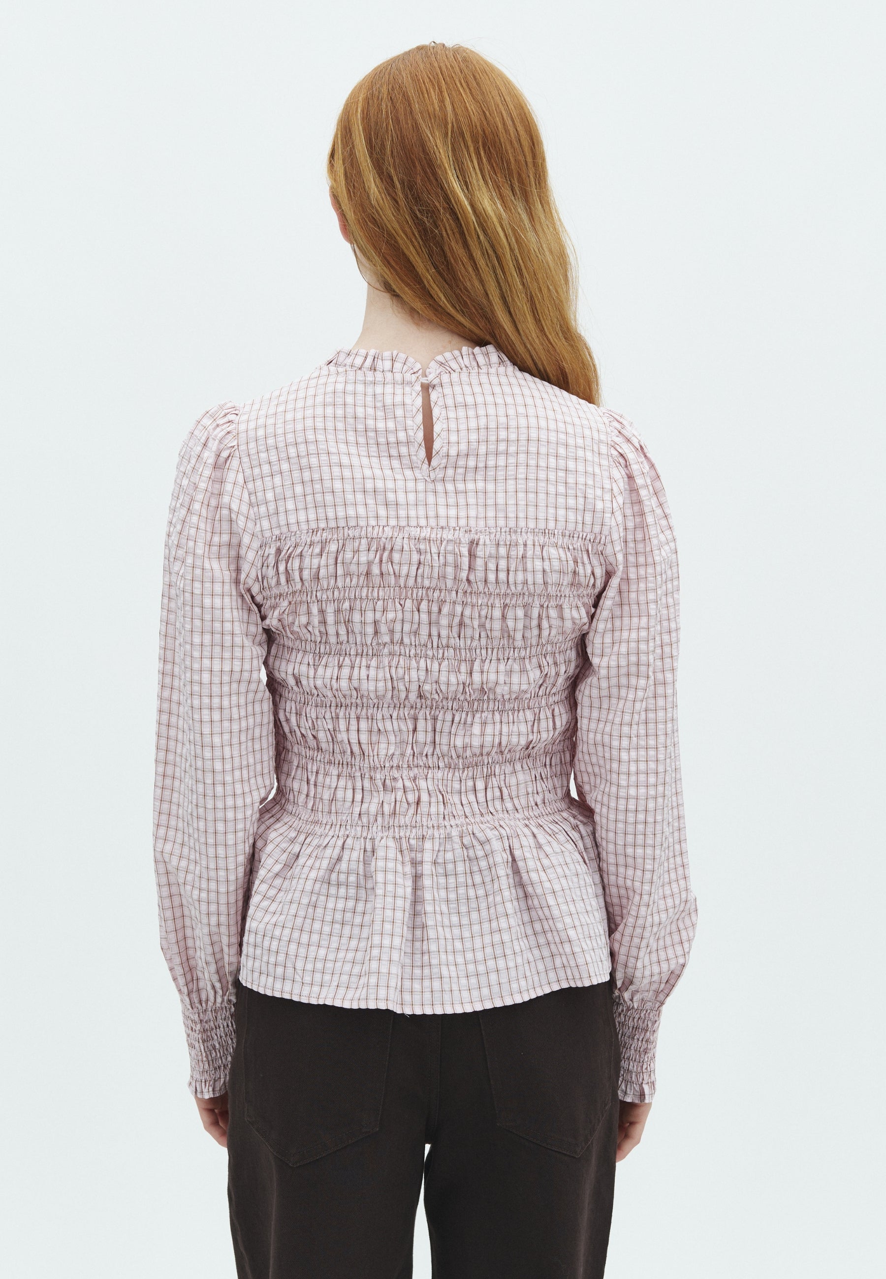 170537 Dossa Mini Check Blouse_Light Pink_Model_2
