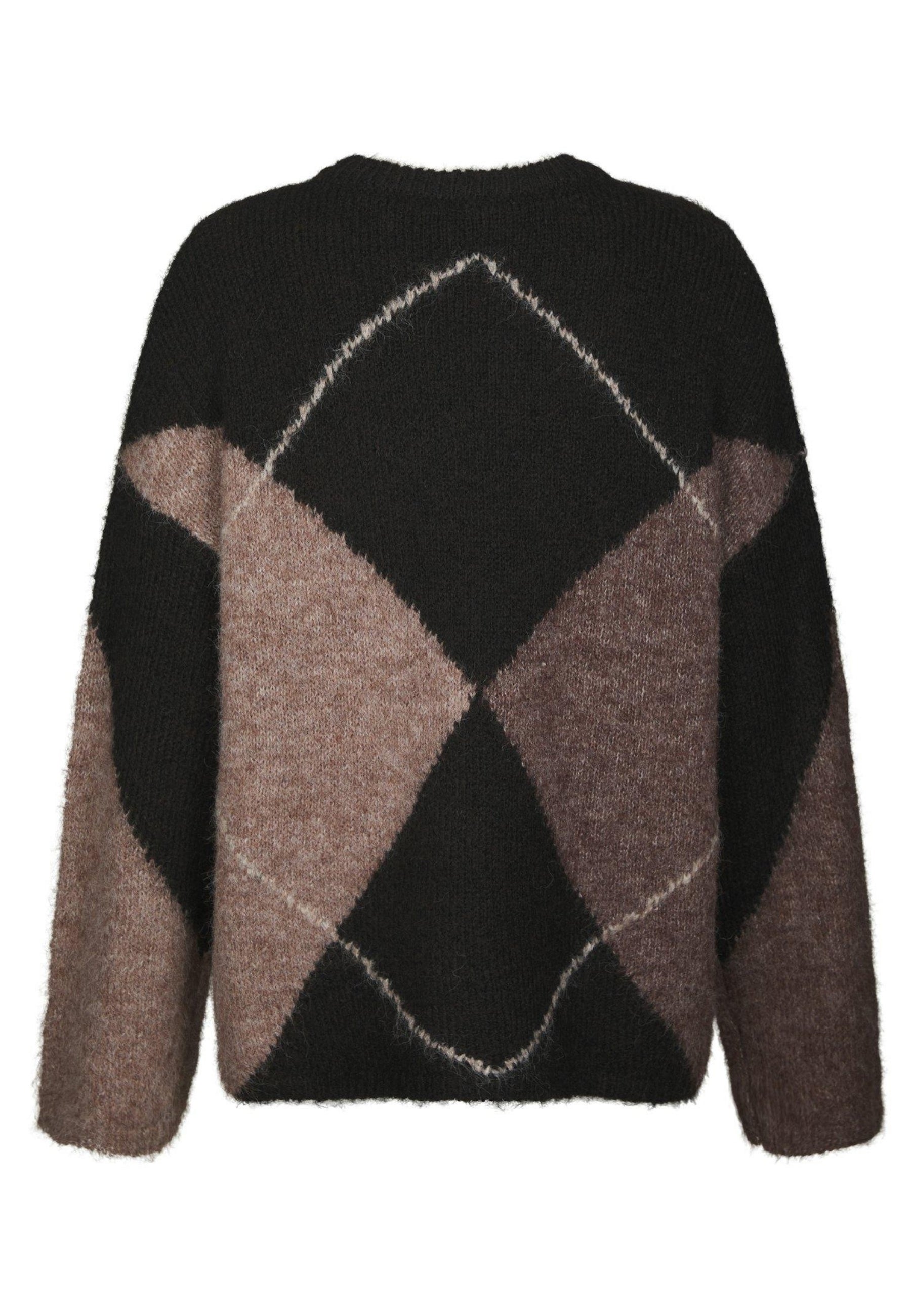 165205 Inga Check Fluff Knit Blouse_Dark Brown_Packshot_1