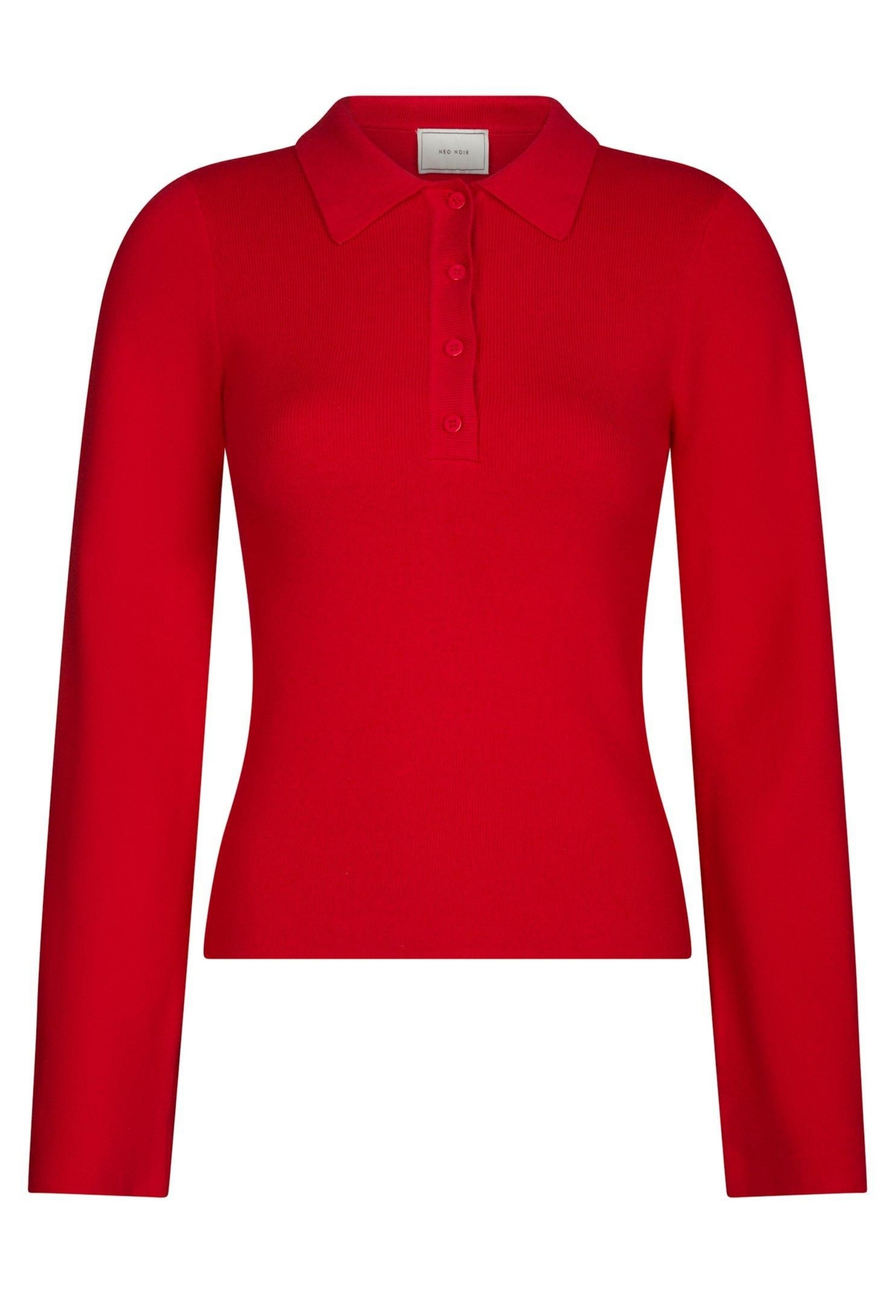 169864 Fannya LS Solid Knit Polo_Red_Packshot_0