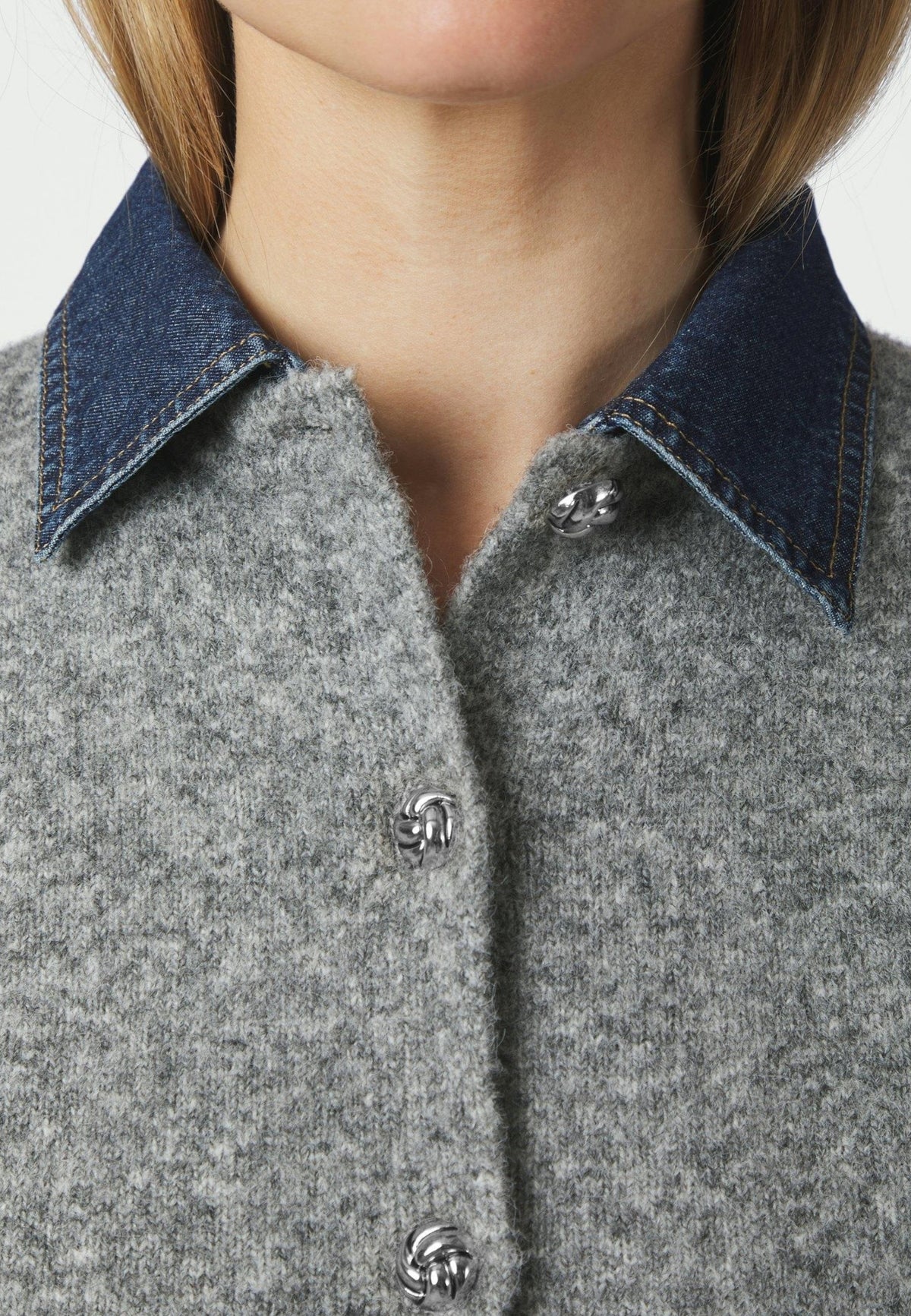 169711 Amoria Knit Cardigan_Grey Melange_Model_1