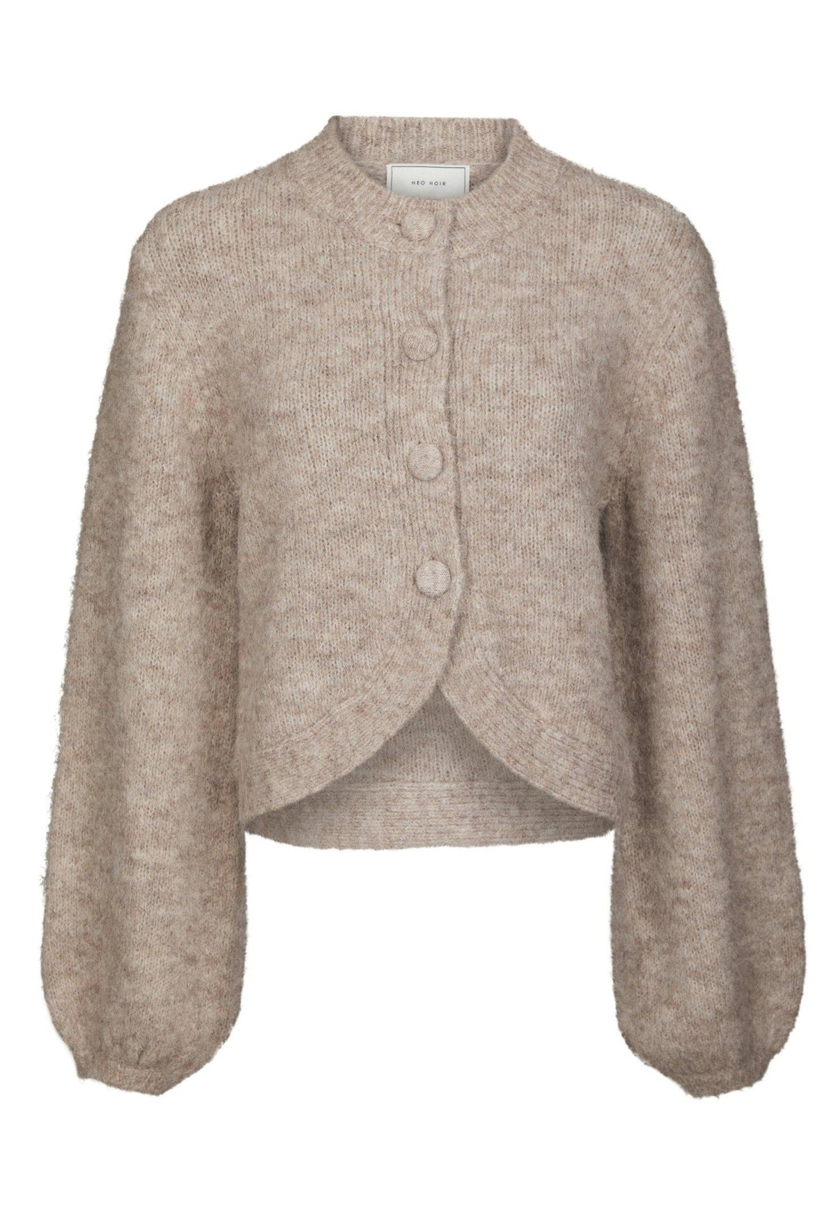 168524 Gio Fluffy Knit Cardigan_Beige Melange_Packshot_0