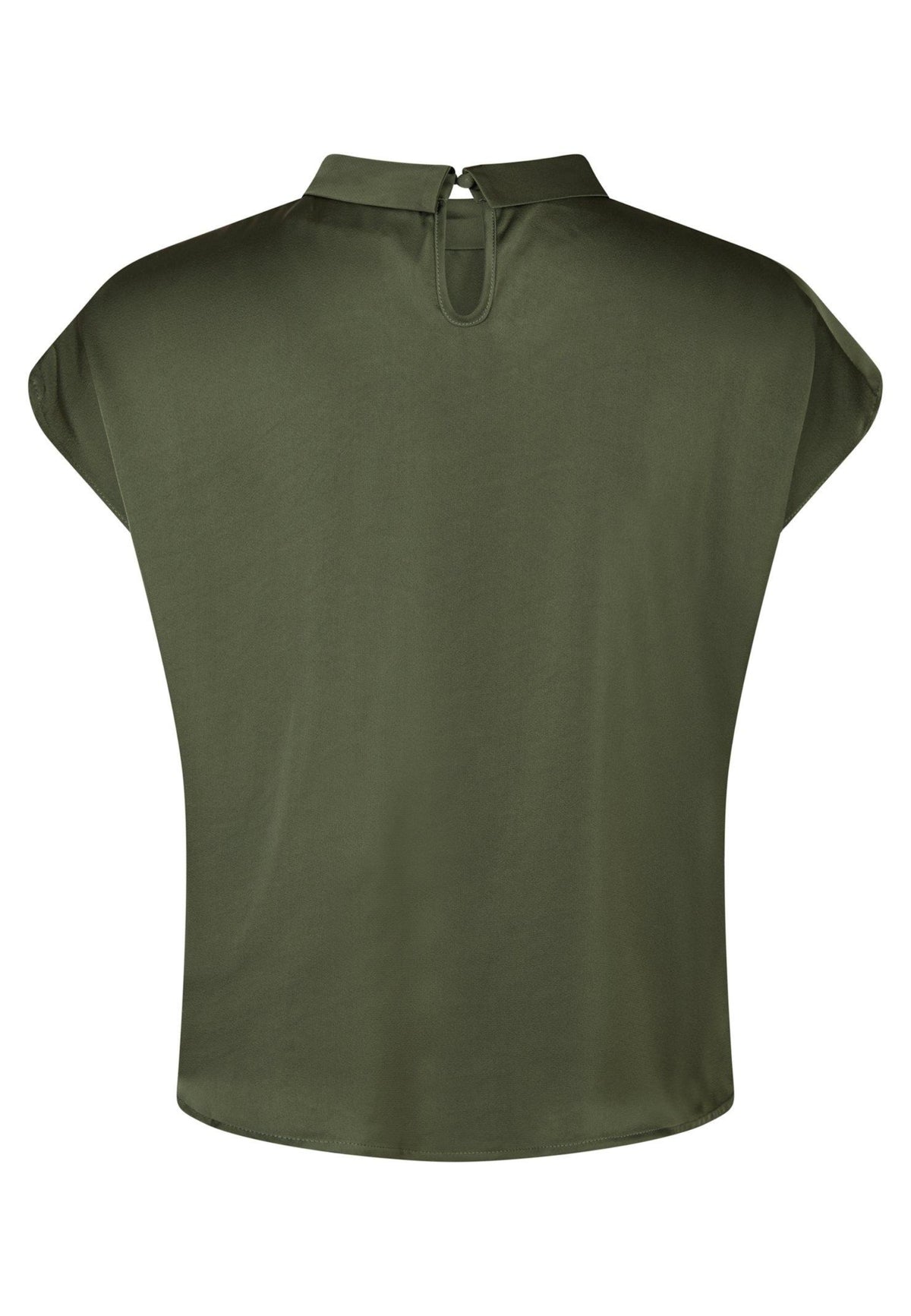 160990 Fleur Drapy Satin Blouse_Army_Packshot_1