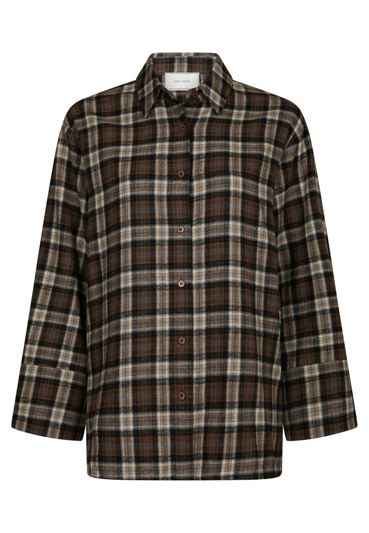 171676 Dita Flannel Check Shirt_Dark Taupe_Packshot_0