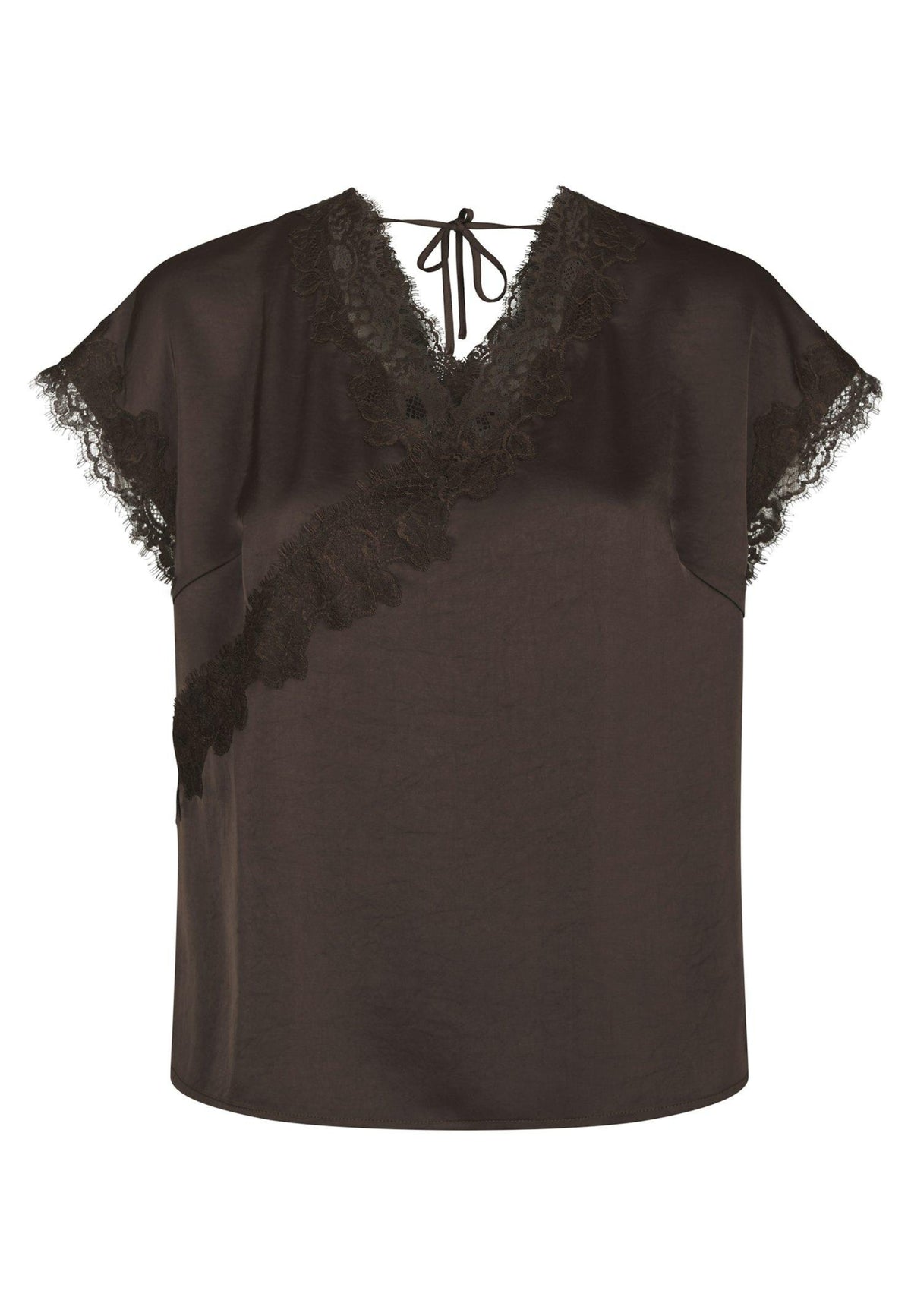 170061 Benera Heavy Sateen Lace Blouse_Dark Brown_Packshot_0