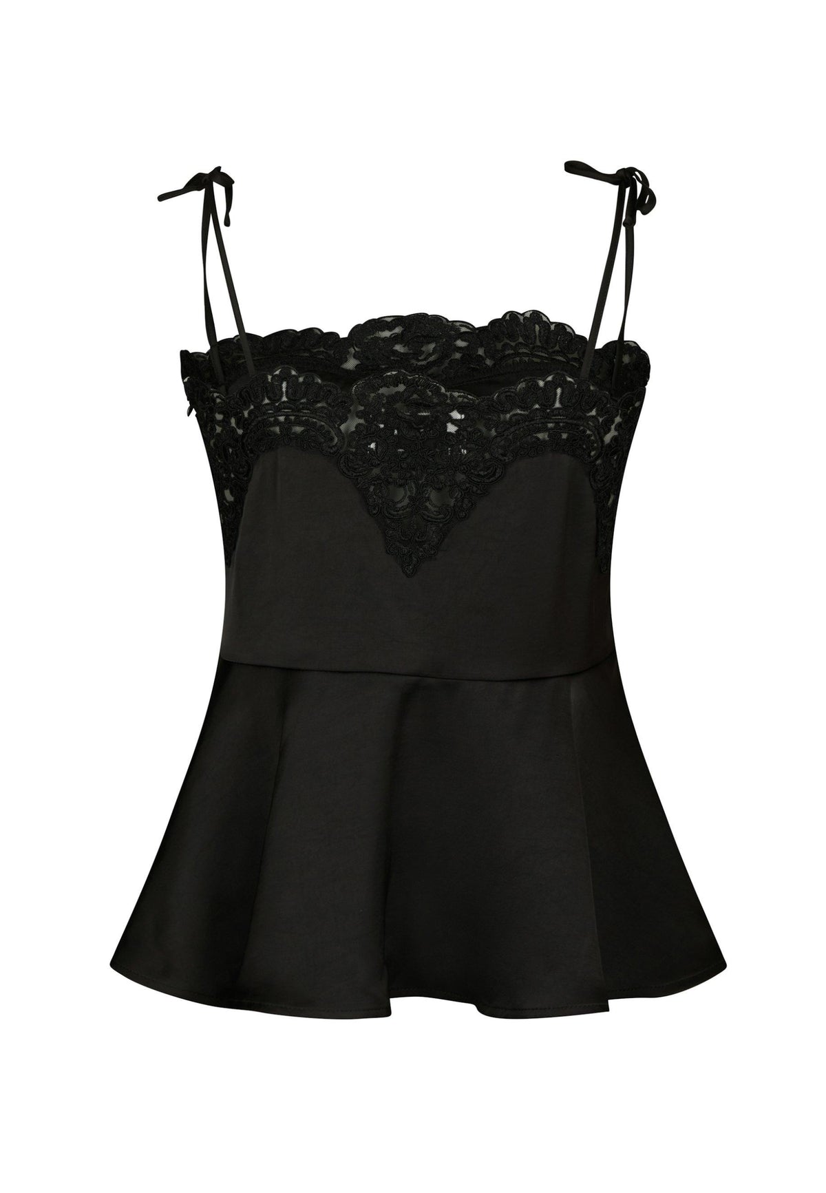 169570 Laela Heavy Sateen Lace Top_Black_Packshot_1