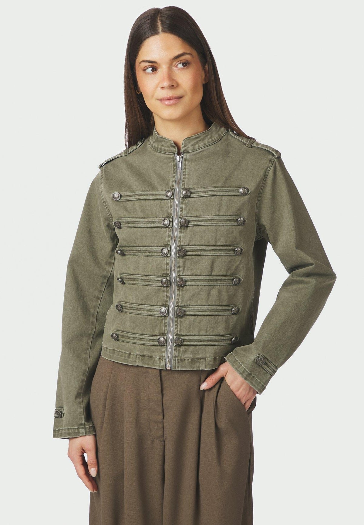169610 Sivena Denim Jacket_Army_Model_0
