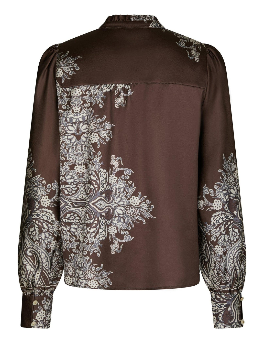 160960 Massima Paisley Border Blouse_Dark brown_Packshot_1