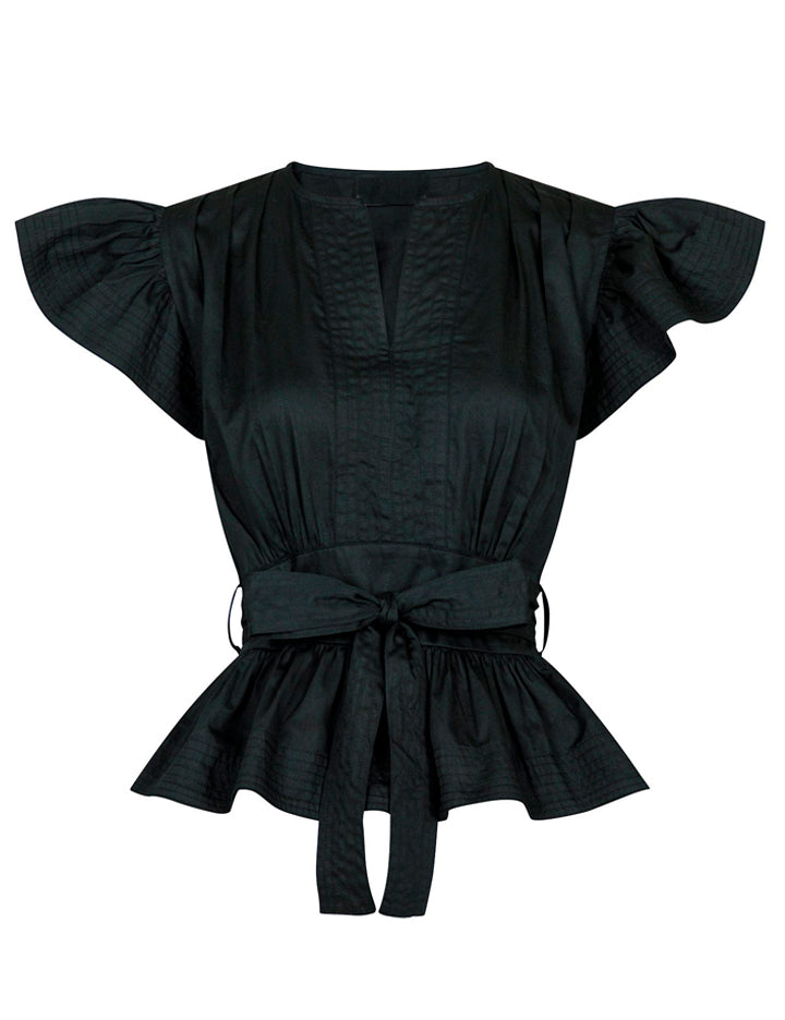163355 Malia Cotton Satin Top_Black_Packshot_0