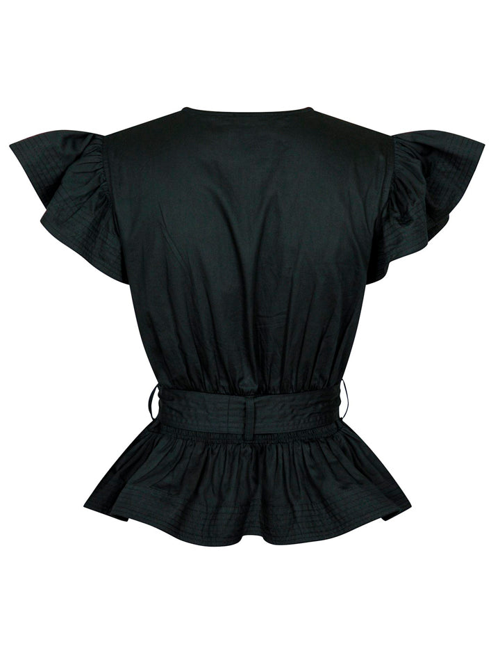 163355 Malia Cotton Satin Top_Black_Packshot_1