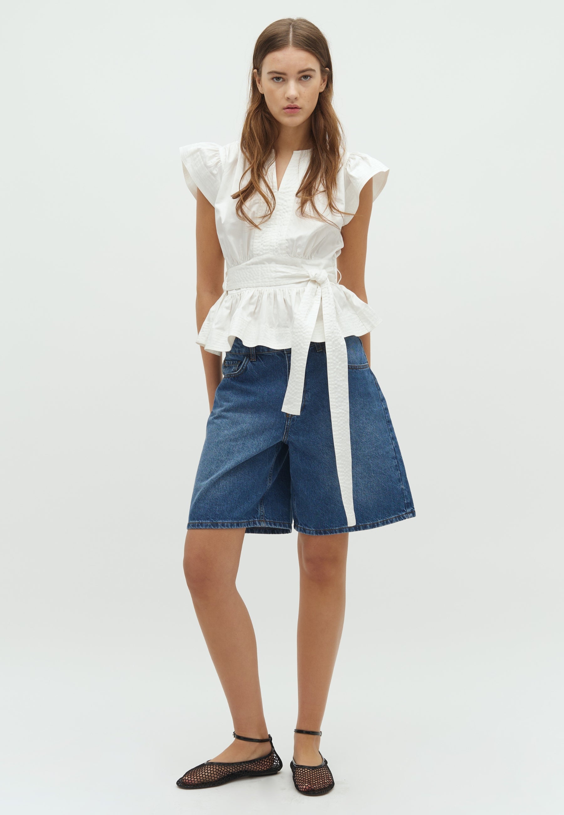 163355 Malia Cotton Satin Top_Off White_Model_3