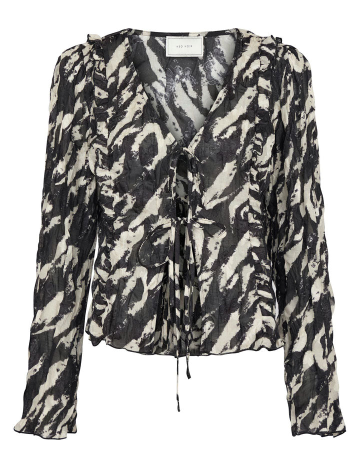 163861 Indy Distressed Zebra Blouse_Black_Packshot_0