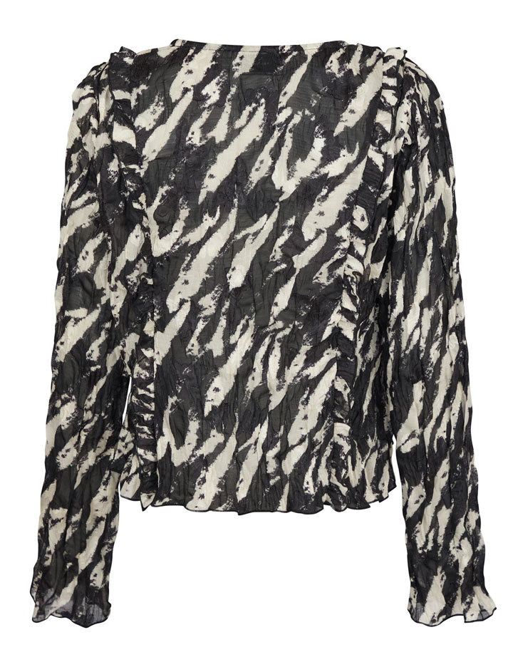 163861 Indy Distressed Zebra Blouse_Black_Packshot_1