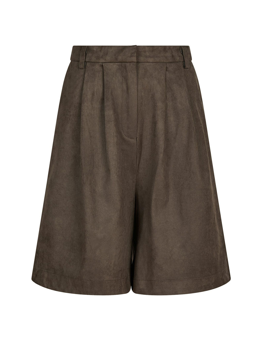 164474 Nika Faux Suede Bermuda Shorts_Dark brown_Packshot_0