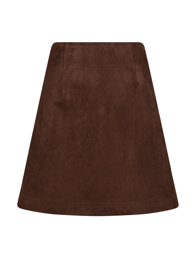 165112 Hemie Imitated Suede Skirt_Brown_Packshot_0