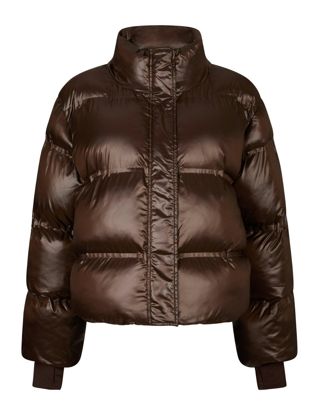 165094 Rhea Shiny Puffer Jacket_Dark brown_Packshot_0