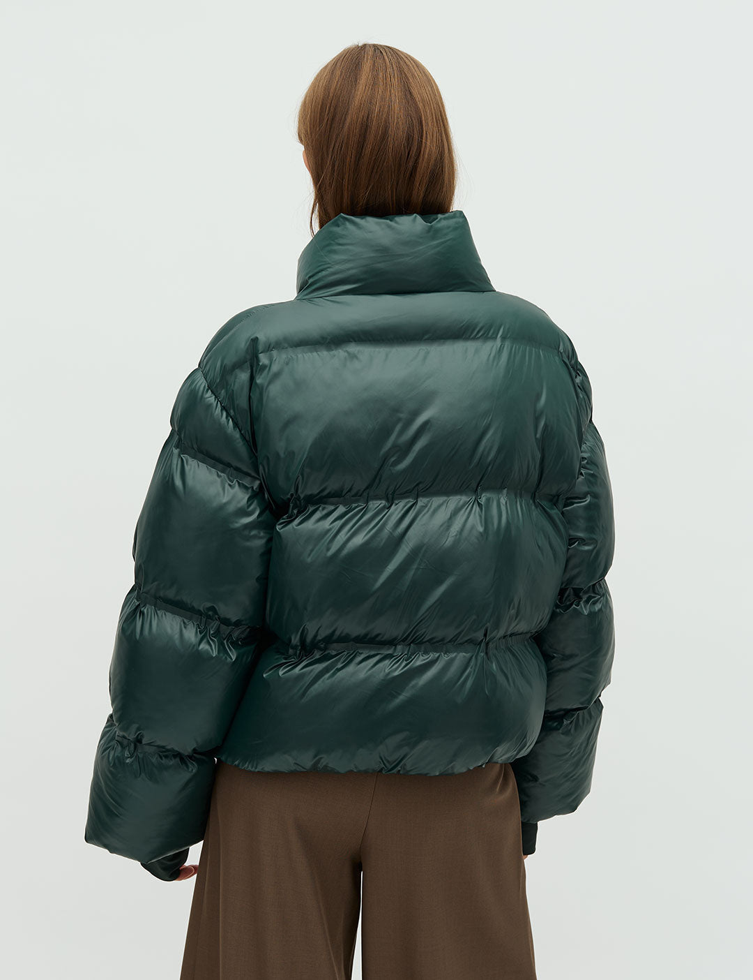 165094 Rhea Shiny Puffer Jacket_Dark green_Model_2