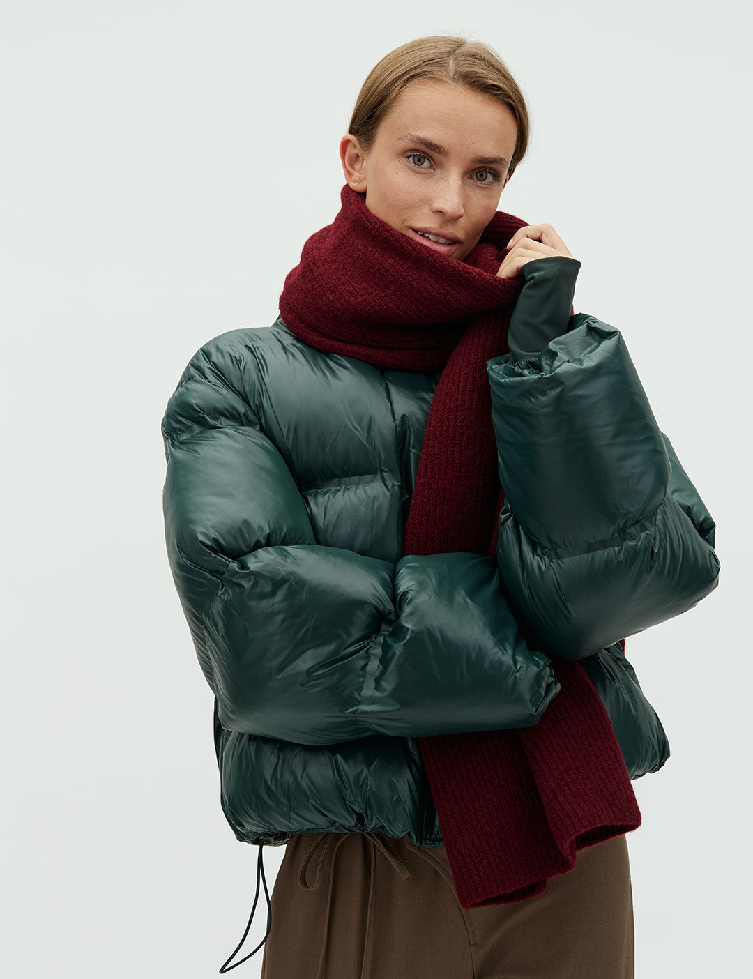 165094 Rhea Shiny Puffer Jacket_Dark green_Model_3