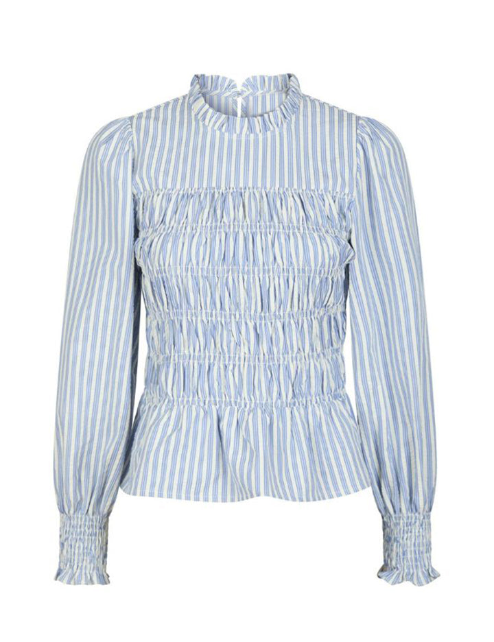 166191 Dossa Stripe Smock Blouse_Light Blue_Packshot_0